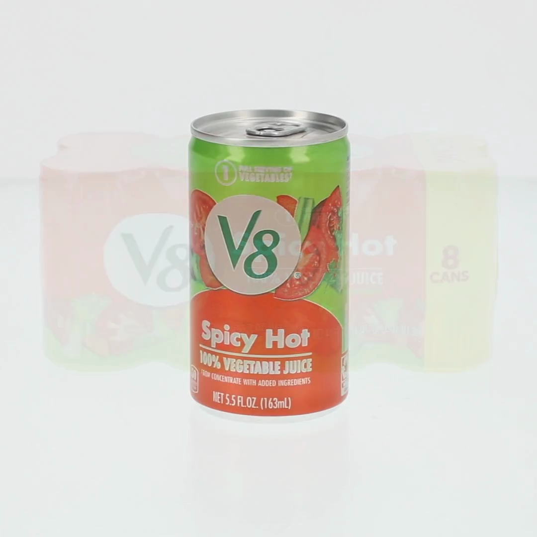 6 pack) V8 Spicy Hot 100% Vegetable Juice, 5.5 fl oz Can, 48 Count