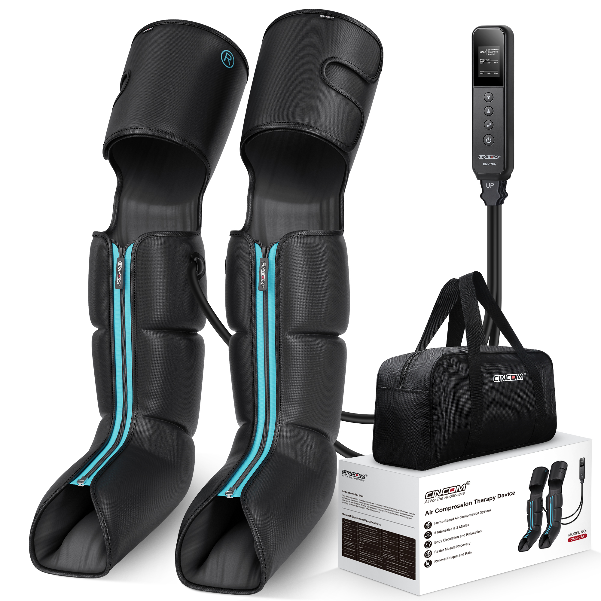 thumbnail video image 2 of CINCOM Leg Massager with Compression, 3 in 1 Foot Calf & Thigh Massager for Circulation and Pain Relief, 2 of 10