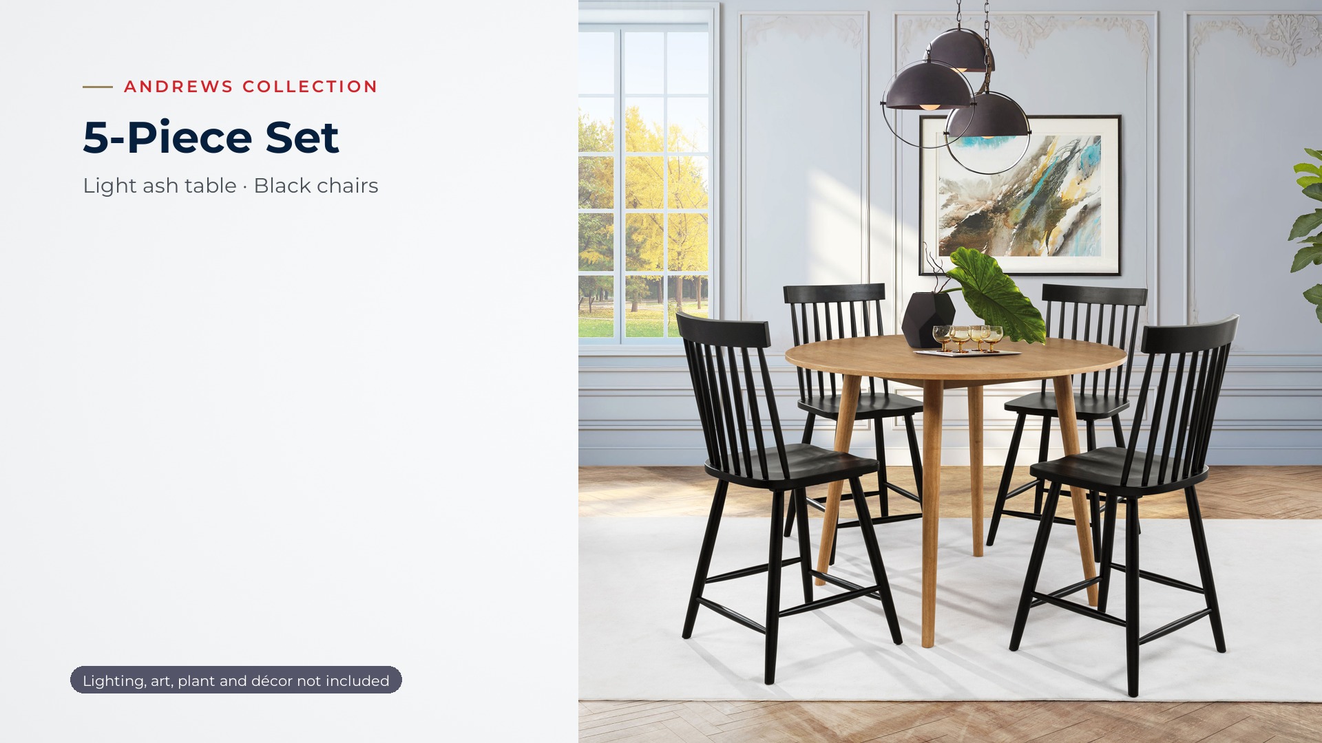 thumbnail video image 2 of Coaster Andrews 5-Piece Round Counter Dining Set, Light Ash and Black, 2 of 11