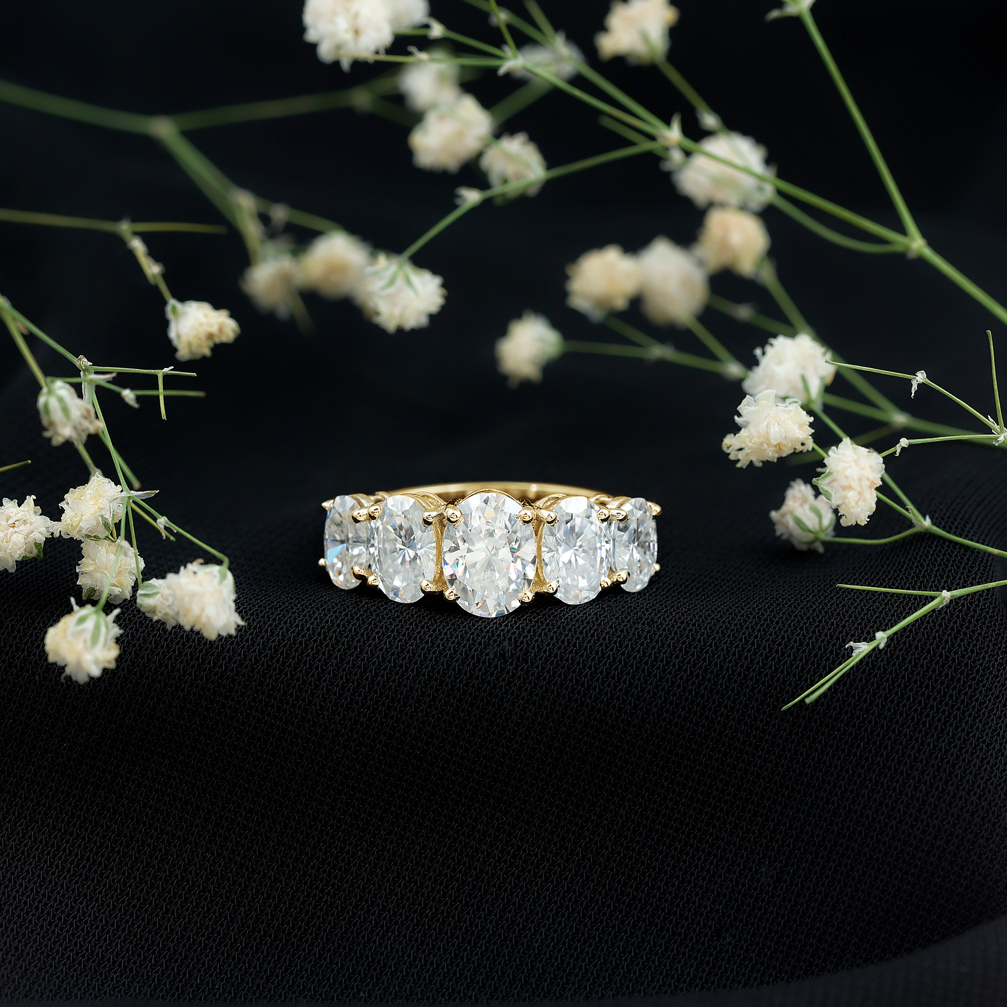 thumbnail video image 2 of Rosec Jewels Sterling Silver Anniversary Ring for Women - 925 Moissanite Ring (D-VS1 Quality) - Ready to Gift for Valentines Day, US 5.00, 2 of 9