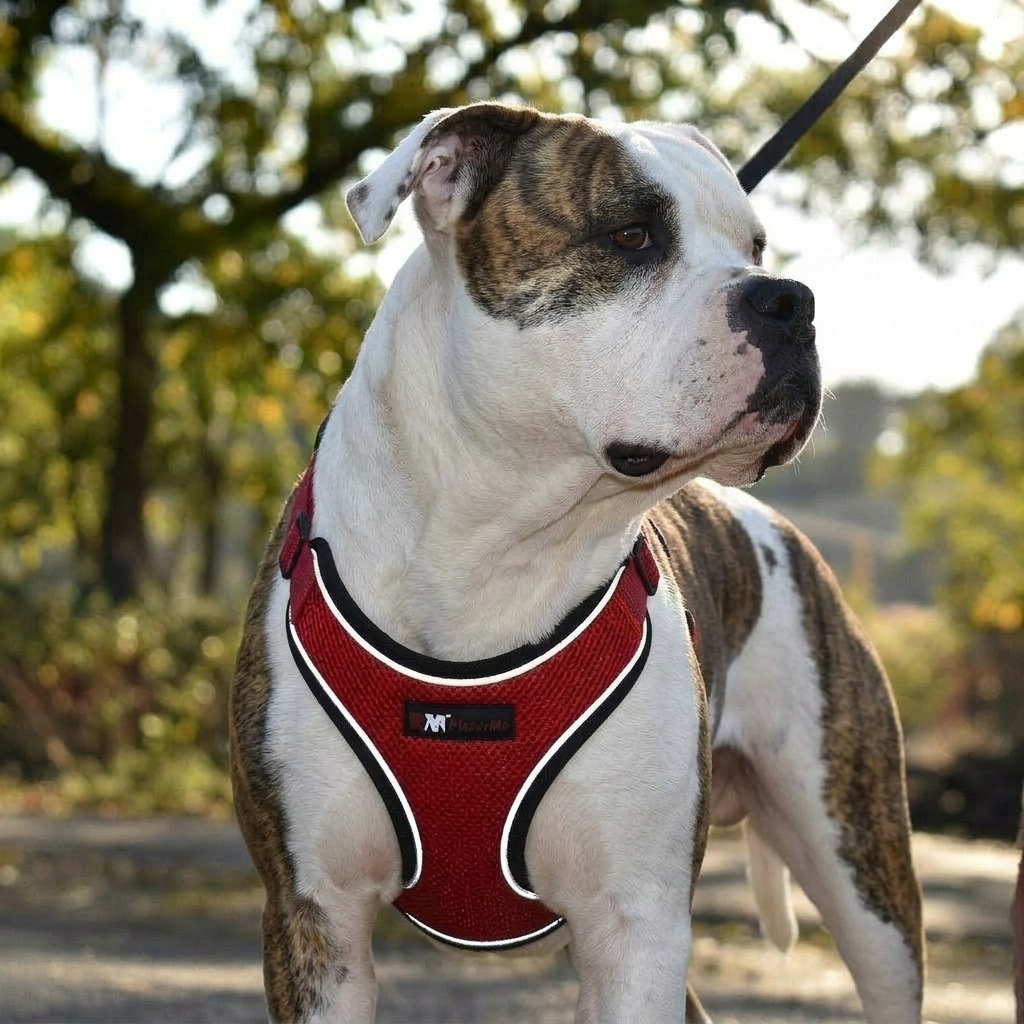 thumbnail video image 2 of PlacerMe Dog Reflective Mesh Collar Harness Leash Adjustable-Travel Walk Strap No Pull No Tug, 2 of 14