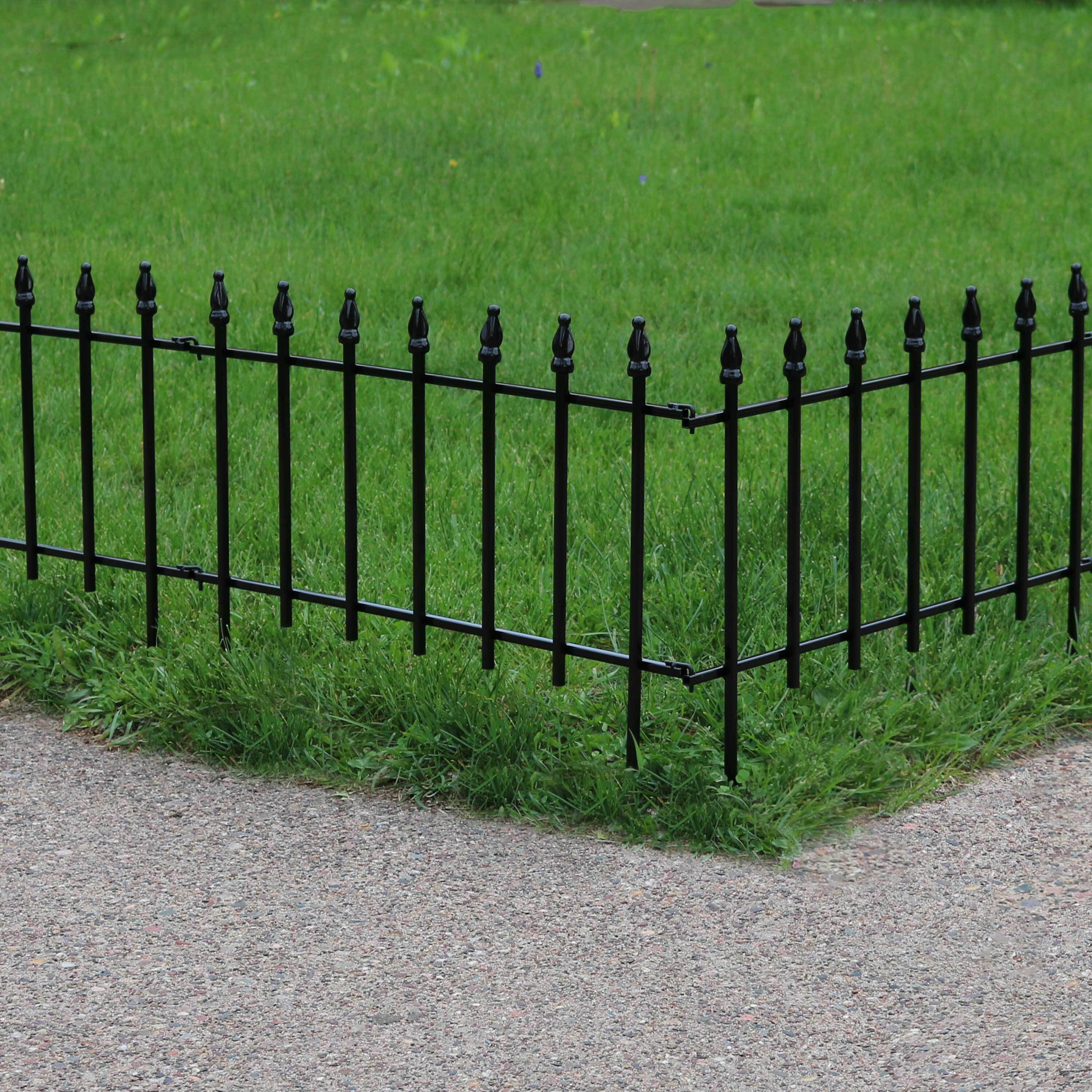thumbnail video image 2 of Sunnydaze Roman 18" x 22" Black Iron Decorative Garden Fence Panels (20 Count), 2 of 18