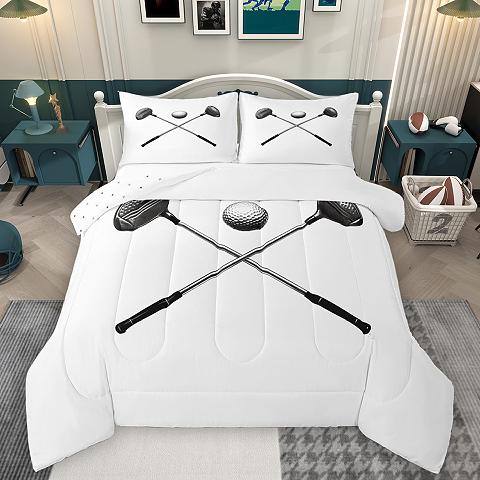 thumbnail video image 2 of Homewish Golf Sport Game Full Size Comforter Sets,Golf Club Bedding Comforter Set,Green White Brown Bedding Sets For Boys Kids,Luxury Bedroom Decor Reversible,3pcs, 2 of 9