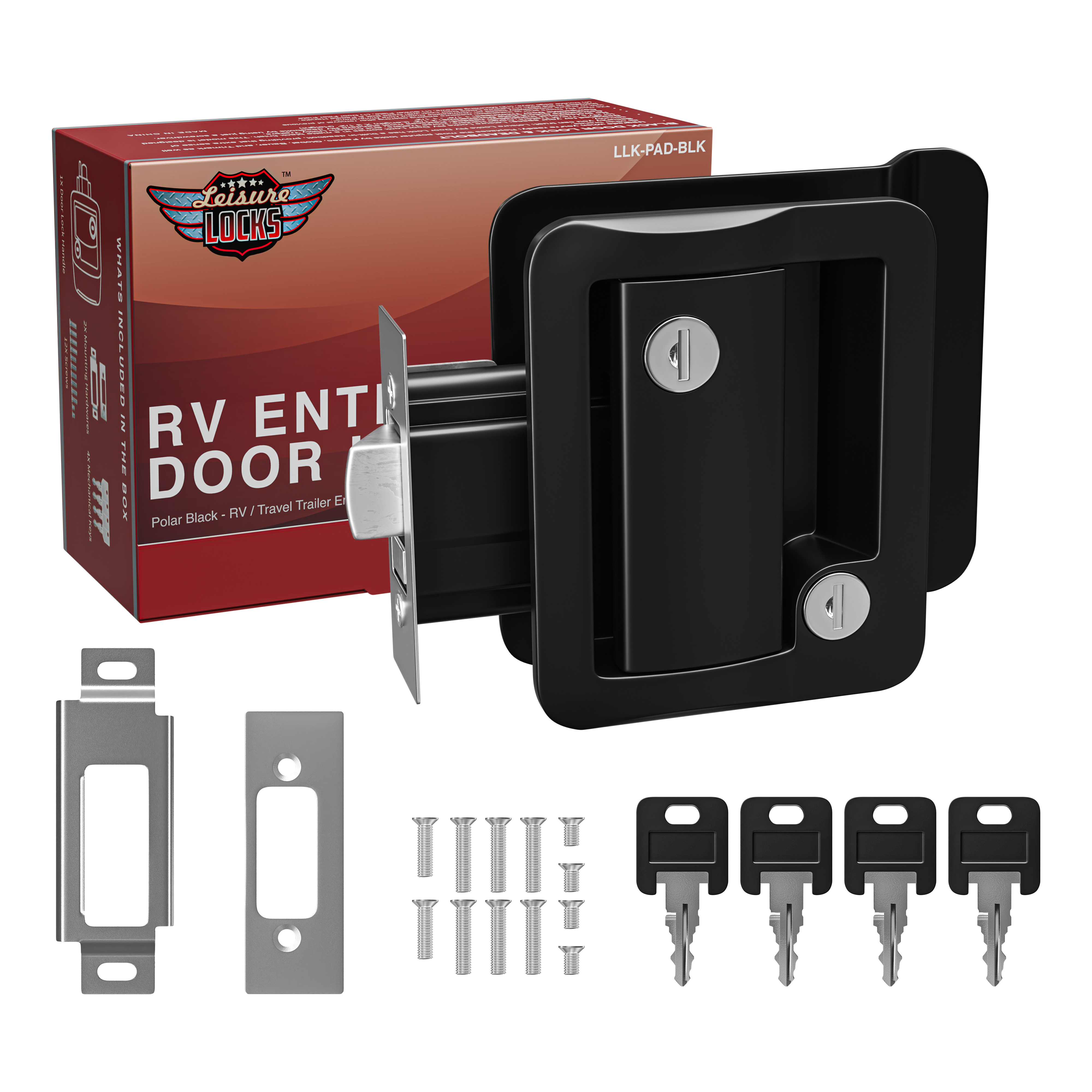 thumbnail video image 2 of Leisure Locks New Black RV Entry Door Lock w / deadbolt Camper Travel Trailer, 2 of 15
