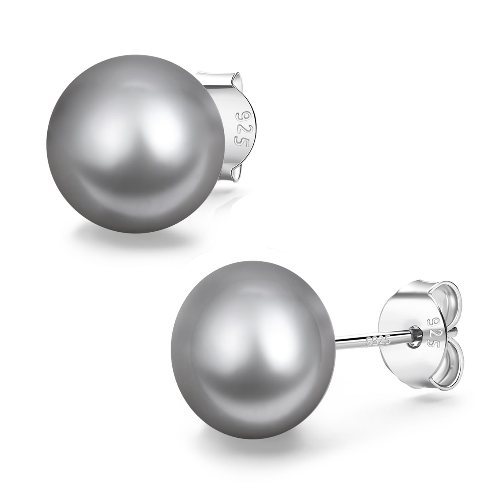 Yami 8-8.5mm Saltwater Cultured Gray Pearl Stud Earrings with