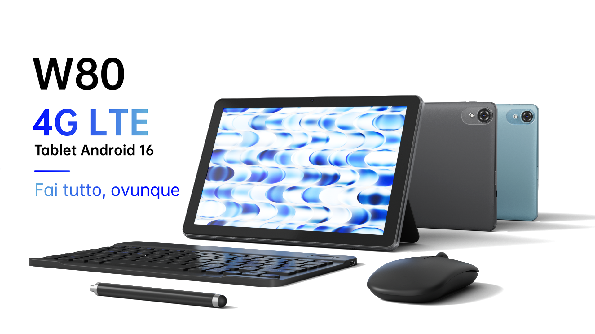 thumbnail video image 2 of TABWEE W80 10" Android 16 Tablet with Keyboard & Stylus, Unisoc T610 Octa-Core, 4G LTE (T-Mobile Only), 32GB+128GB, 120Hz FHD Display, 6000mAh, for Office Study Gaming, 2 of 11