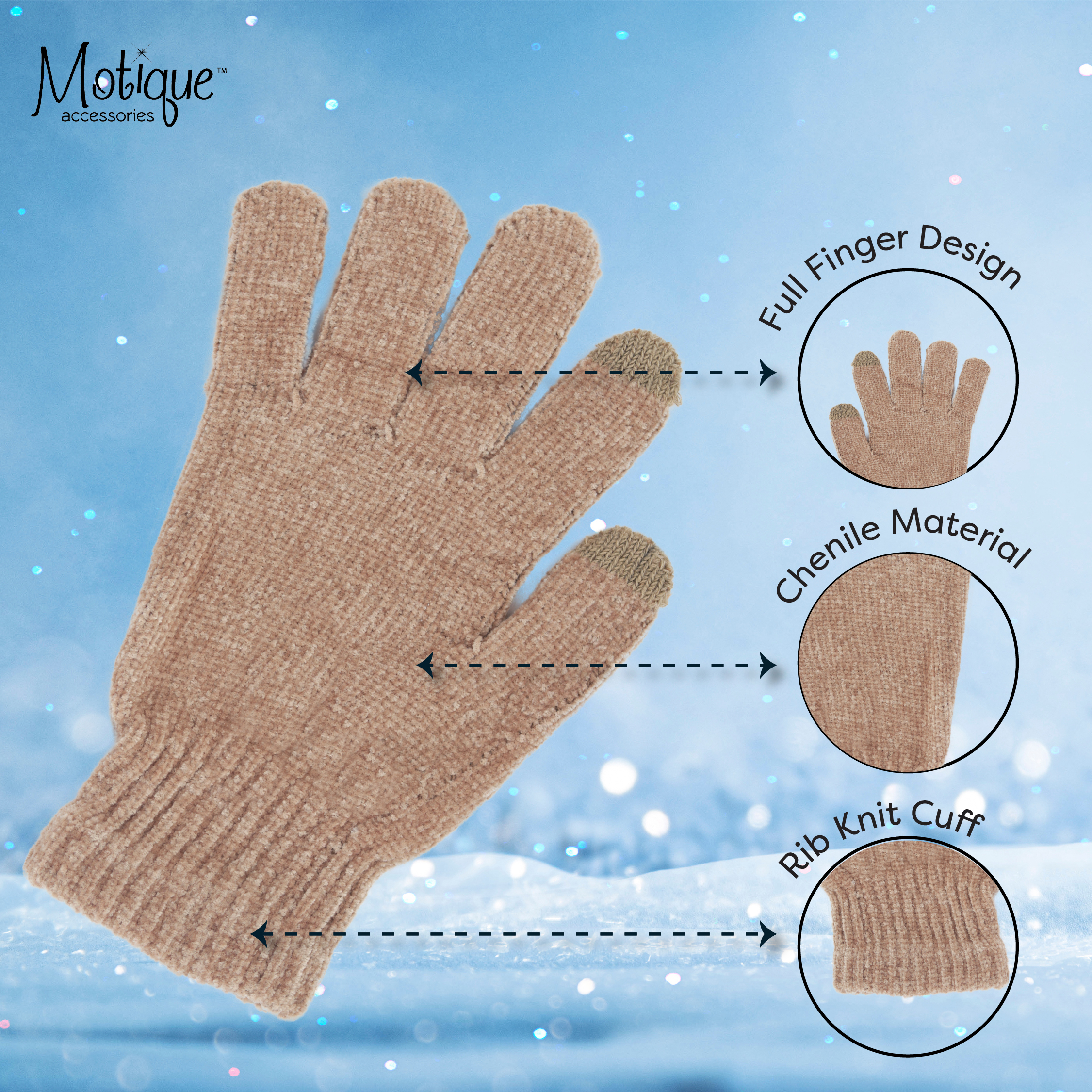 thumbnail video image 2 of Motique Accessories Chenille Gloves Women Winter Magic Mitten Warm Gloves, 2 of 6