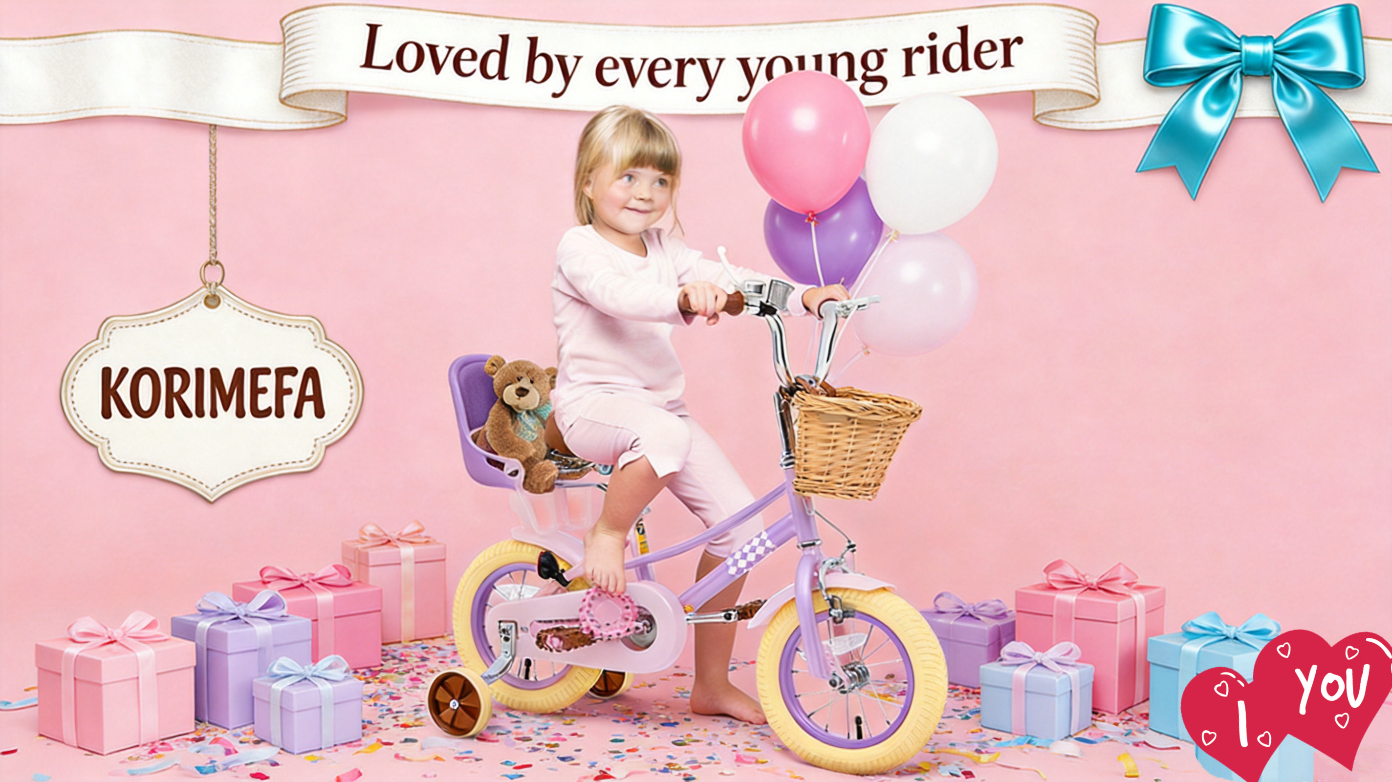 thumbnail video image 2 of KORIMEFA Bike for Toddlers and Kids Ages 6-9 Years Old, 16 inch Kids Bike with Training Wheels & Basket, 16 in Girl Bicycle with Handbrake & Kickstand, 2 of 14