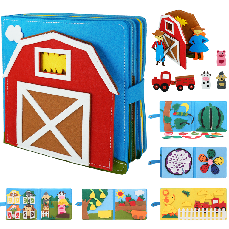 Busy Board Duits, Montessori-speelgoed vanaf 1 jaar, speelgoed vanaf 1 jaar, Quiet Book met boerderijthema, reisspellen voor kinderen vanaf 3, sensorisch speelgoed, cadeau speelgoed vanaf 1, 2, 3, 4