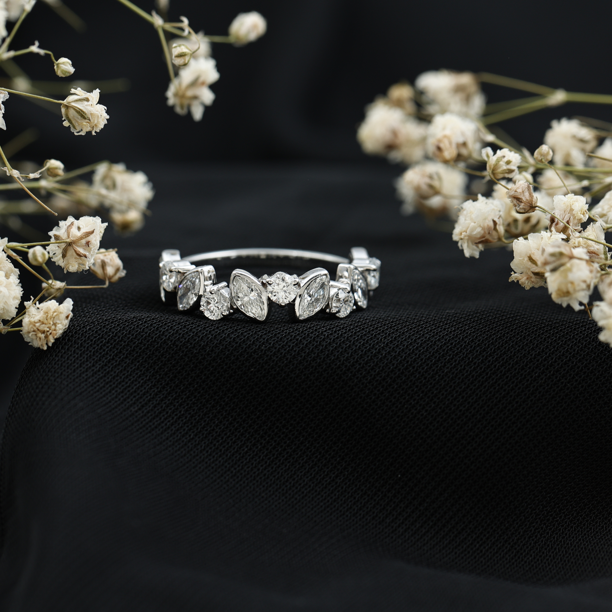 thumbnail video image 2 of Rosec Jewels Lab Created Diamond Half Eternity Anniversary Ring for Women - Ready to Gift for Christmas, 925 Sterling Silver, US 4.00, 2 of 9