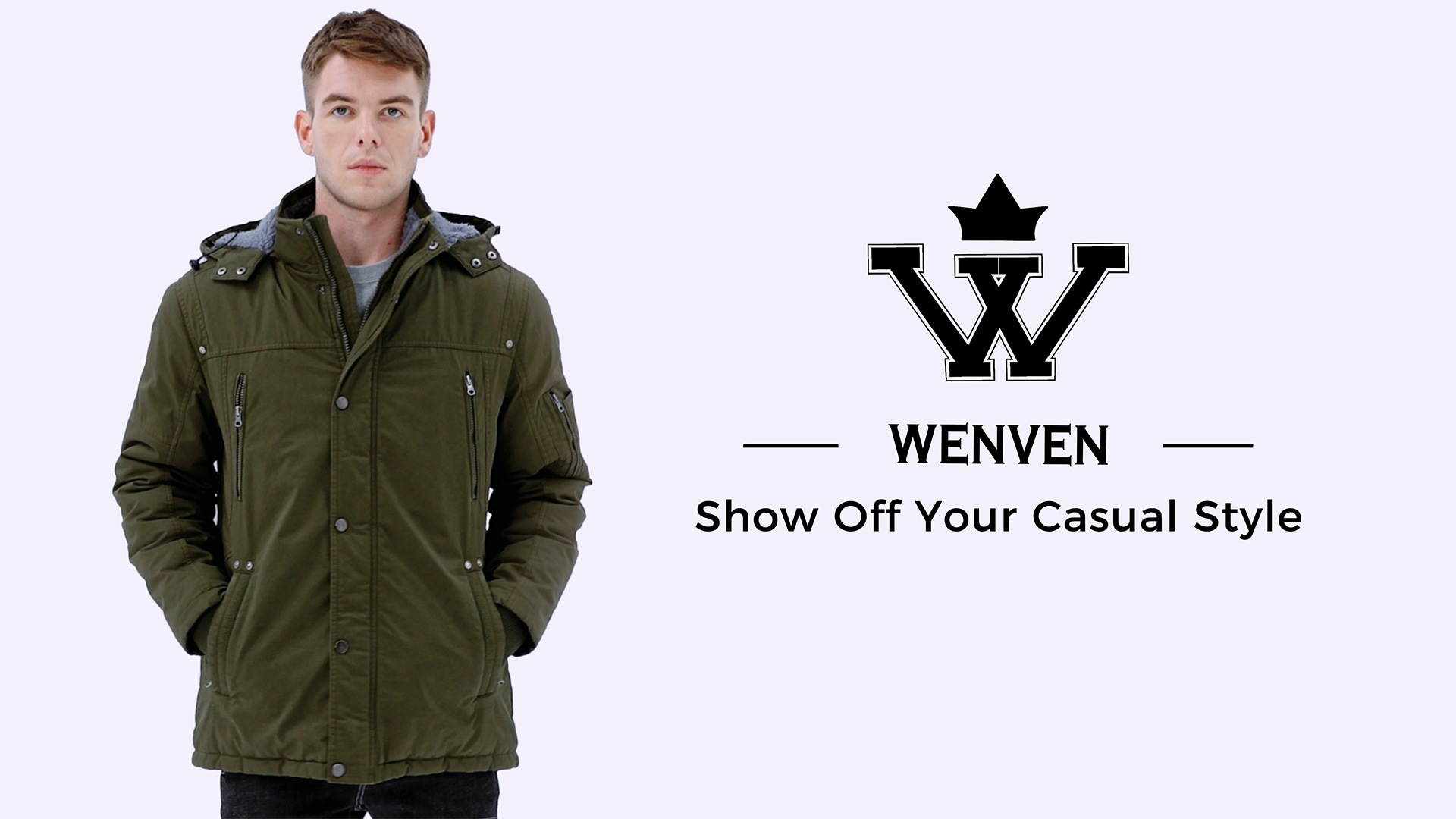 thumbnail video image 2 of WenVen Men's Winter Jacket Warm Puffer Coat Hooded Thicken Puffer Parka Green M, 2 of 12