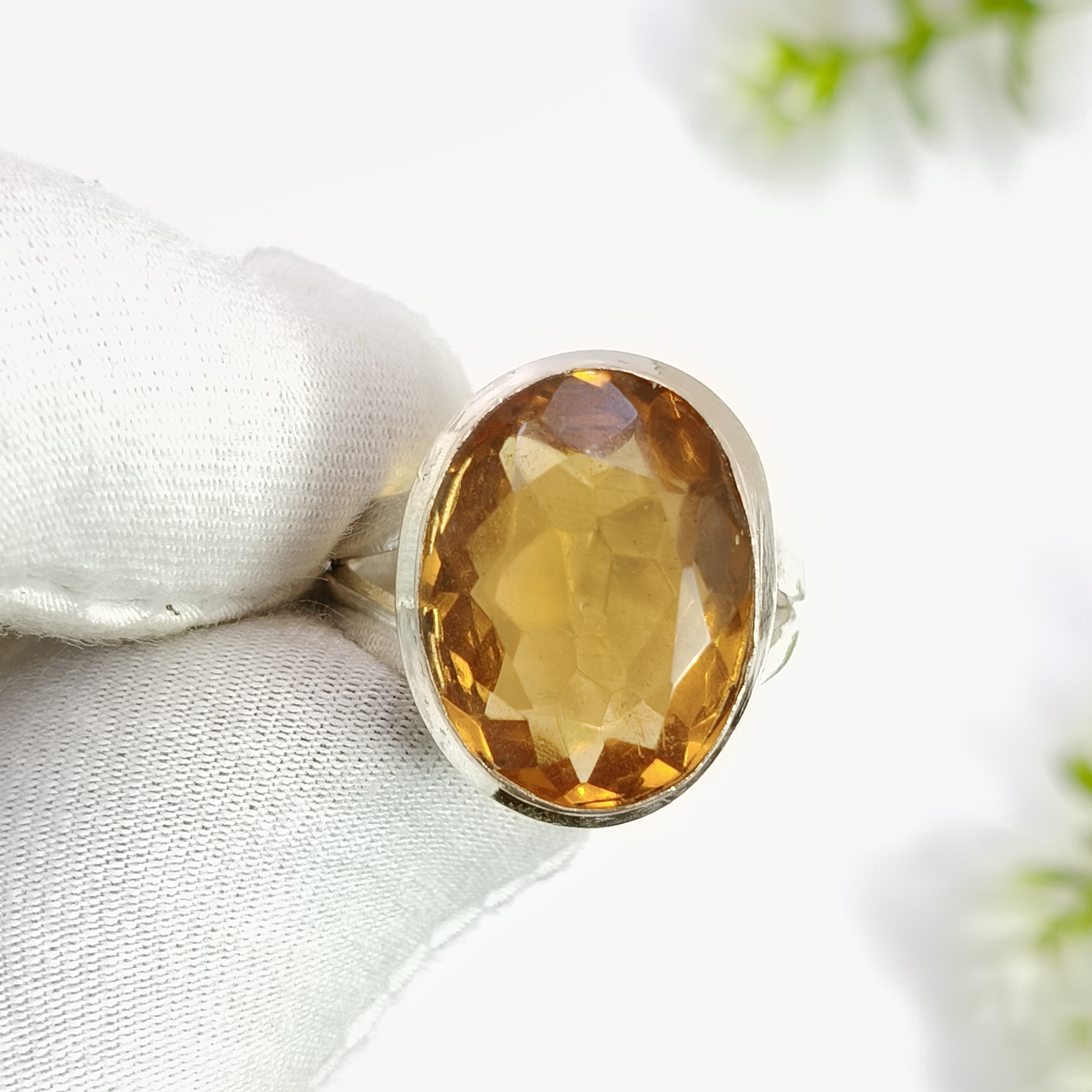 thumbnail video image 2 of SATYAVIE JEWELLERY 925 Sterling Silver Ring For Womens Honey Quartz Ring Sterling Silver Statement Ring Bezel Set Gemstone Ring Size US 5.5, 2 of 7