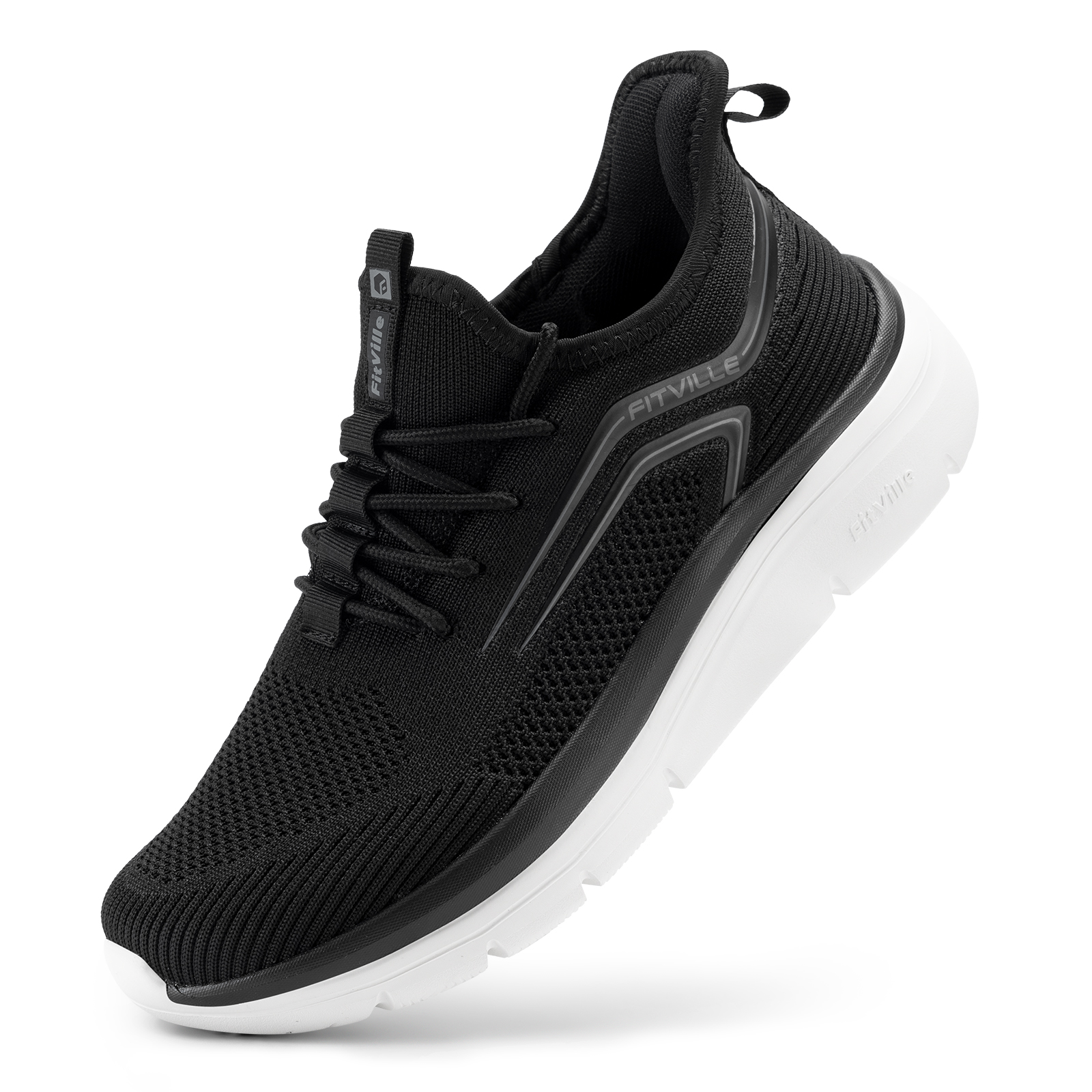 thumbnail video image 2 of FitVille Mens Wide Walking Shoes Lightweight Athletic Sneakers for Hands Free, 2 of 6