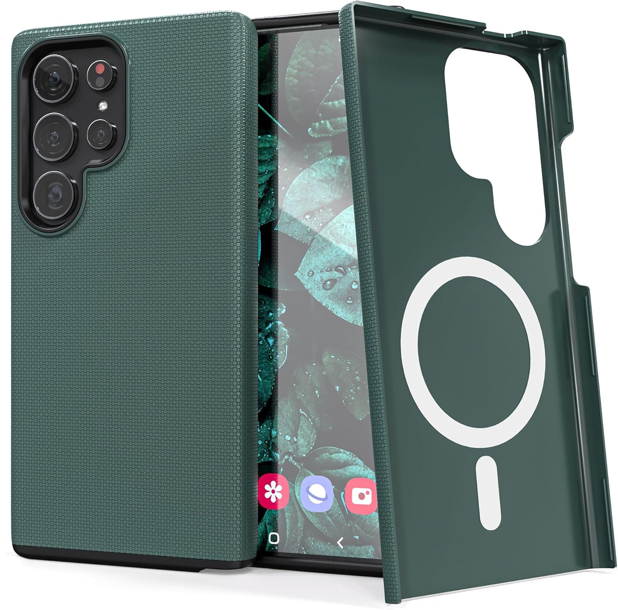 thumbnail video image 2 of Samsung Galaxy S25 Ultra 6.9'' Case Dual Layer Shockproof Anti-Slip Cover [Compatible With Magsafe] Green, 2 of 8