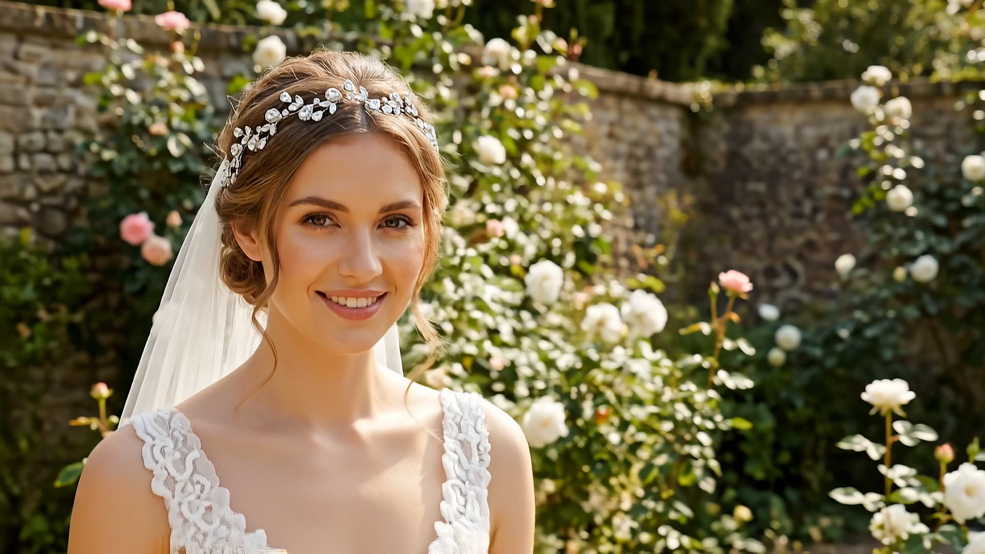 thumbnail video image 2 of MIALLO Glamorous Silver Floral Zircon Hair Band, Elegant Wedding Hairband with Fixed Loops, for Wedding and Photo Shoot, 2 of 8