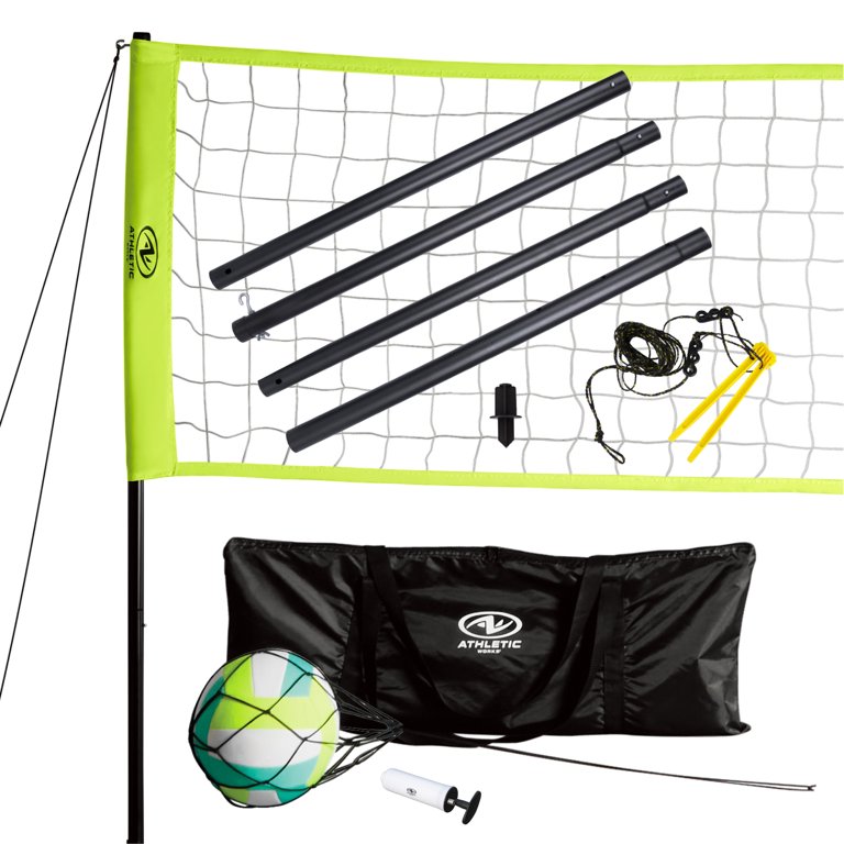 Athletic Works Volleyball and Net Set with Pump