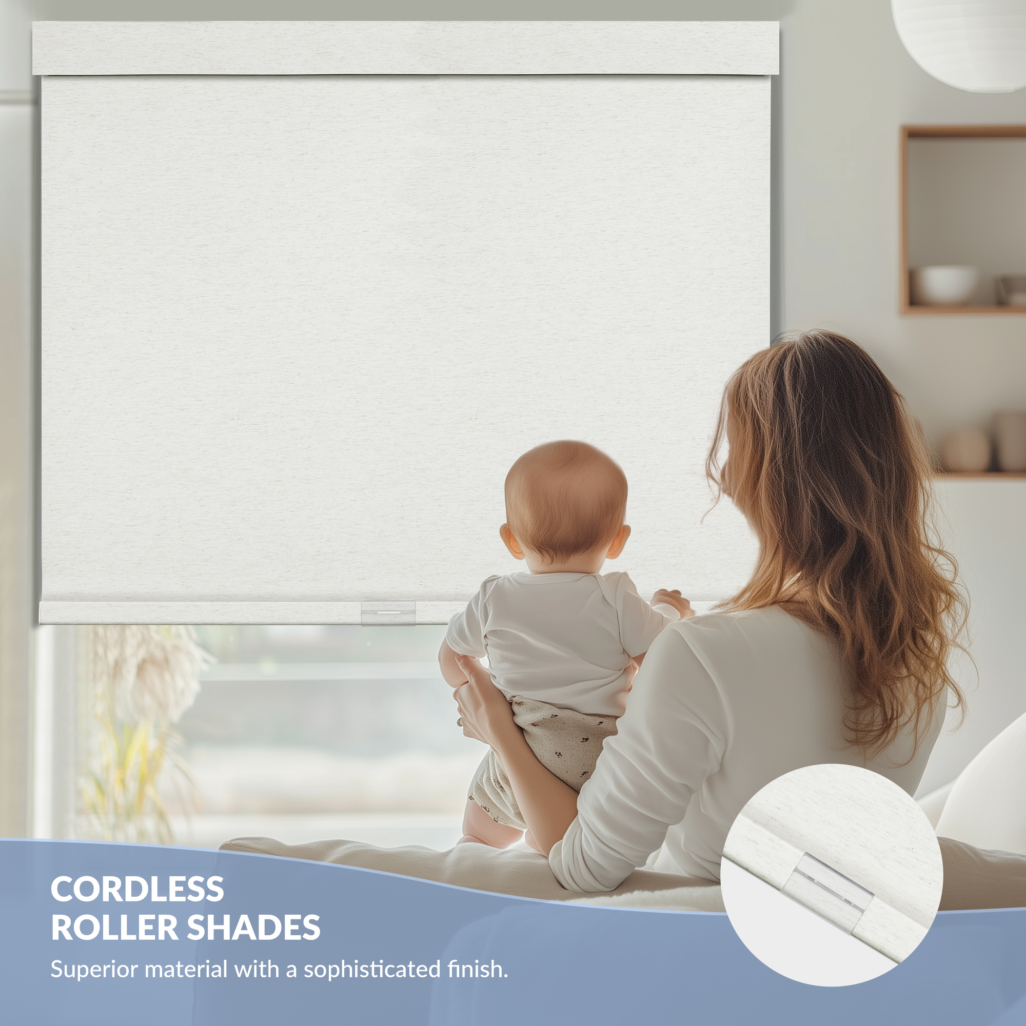 thumbnail video image 2 of Cordless Blackout Roller Shades for Windows, Free-Stop Linen Shades with Valance, Thermal Insulated Fabric, UV Protection Roller Blinds for Home，Light Beige，34.5"W X 72"H, 2 of 7