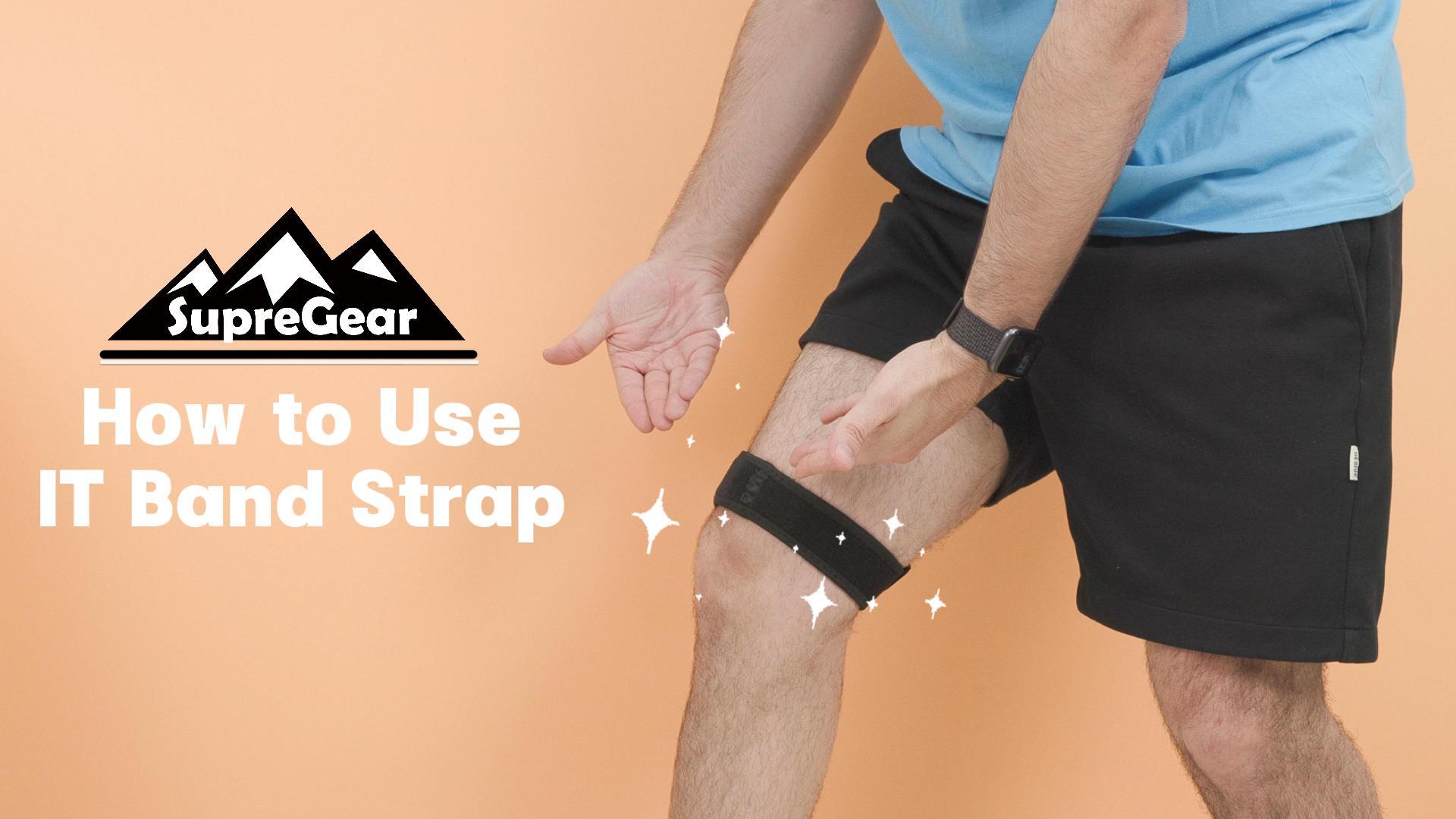 thumbnail video image 2 of SupreGear IT Band Strap, Adjustable Knee Support, Black, 2 of 9
