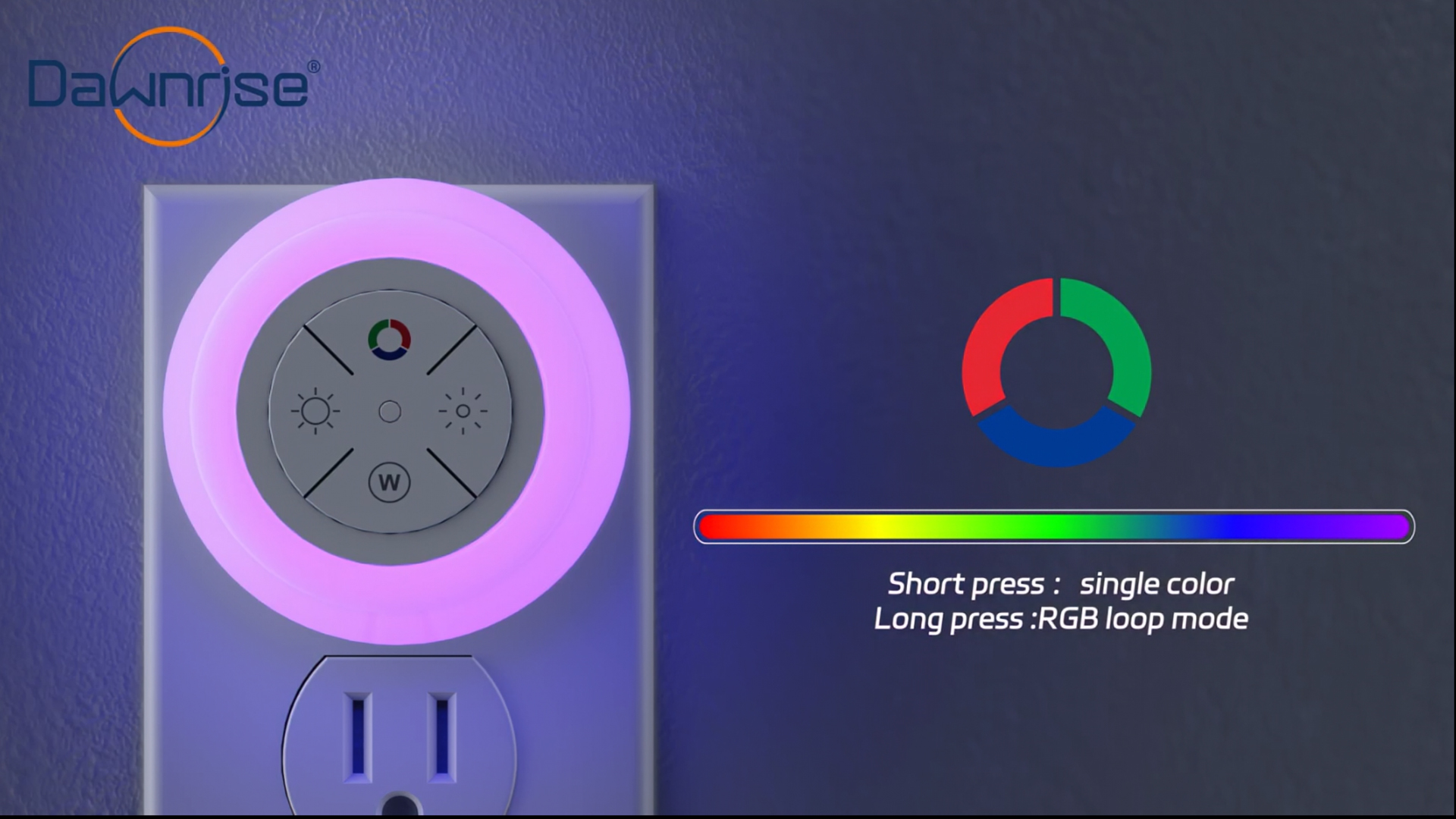 thumbnail video image 2 of Dawnrise 12-Color Changing Plug into Wall with Light Sensor Night Lights, 2 Pack, 2 of 8