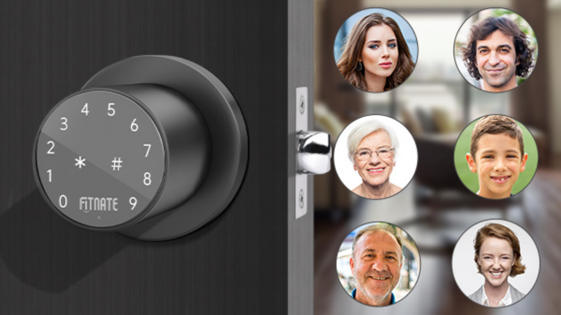 thumbnail video image 2 of FITNATE Touch Screen Lock,Metal Digital Door Knob Lock with Spare Keys for Keyless Entry, Electronic Door Lock , Easy to Operate and Install,15 User Passcode for Bedroom, Home and Office Black, 2 of 9
