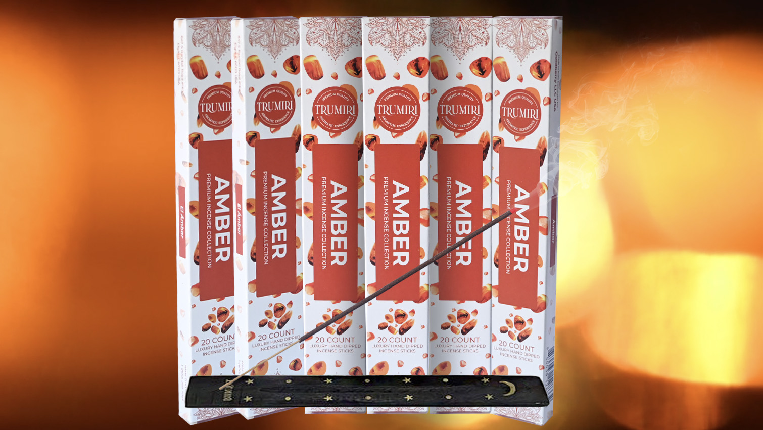 thumbnail video image 2 of Amber Incense Sticks - Total 120 Insence-Sticks - 6 Packs of 20 Insense - Inciensos - Inscents - Natural Non Toxic Ingredients - Incents - Incence - Inscense - Insents, 2 of 8