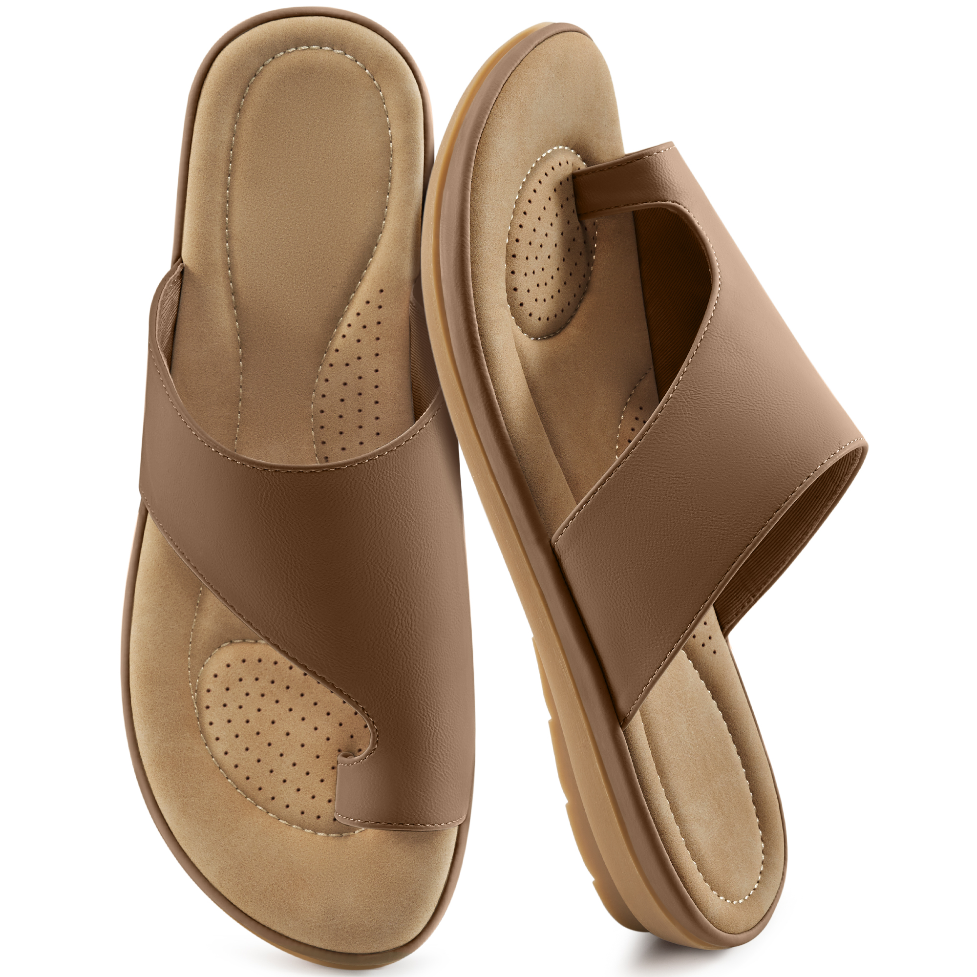 thumbnail video image 2 of Ablanczoom Sandals Women Slides Shoes: Flip Flops Woman Flats Sandals for Summer Beach Shoes with Memory Foam, 2 of 8