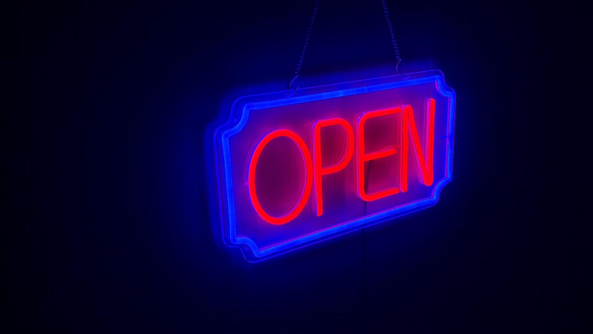 thumbnail video image 2 of Open Signs for Business, Light Up LED Neon Open Sign for Business Window Storefront, Lighted Open Lights for Retail Bar Cafe Bakeries Barber, USB Powered 16 inch, 2 of 8
