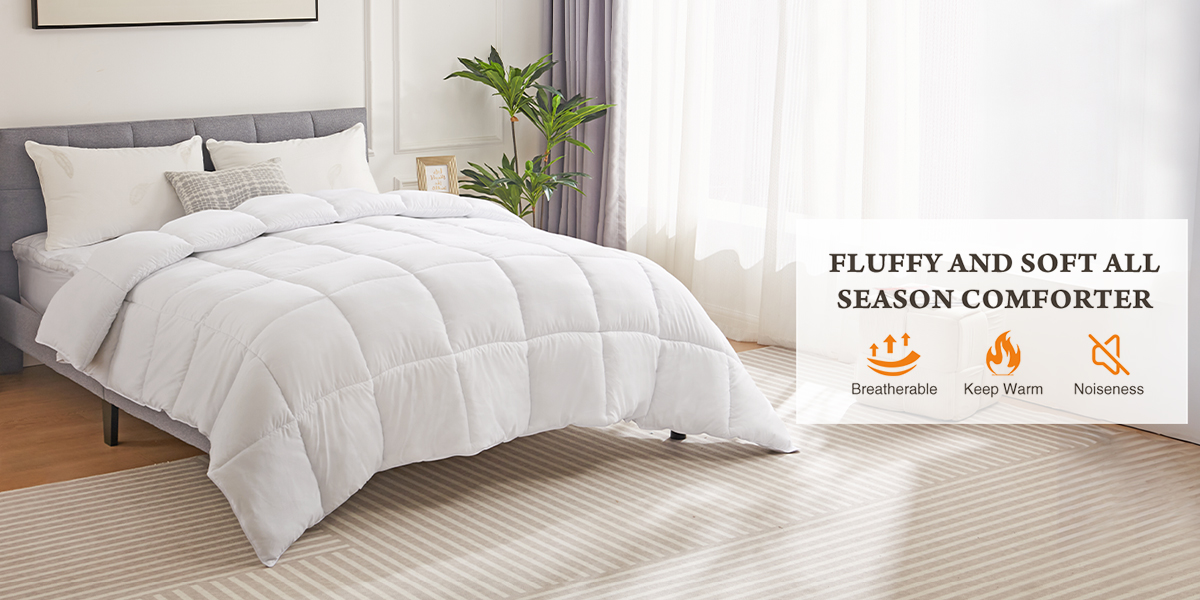 thumbnail video image 2 of CONCETTA Queen Size Bedding Duvet Insert,Comforters Duvets All-Season Duvet Down Alternative Quilted Comforter with Secure Corner Tabs, White, 2 of 6