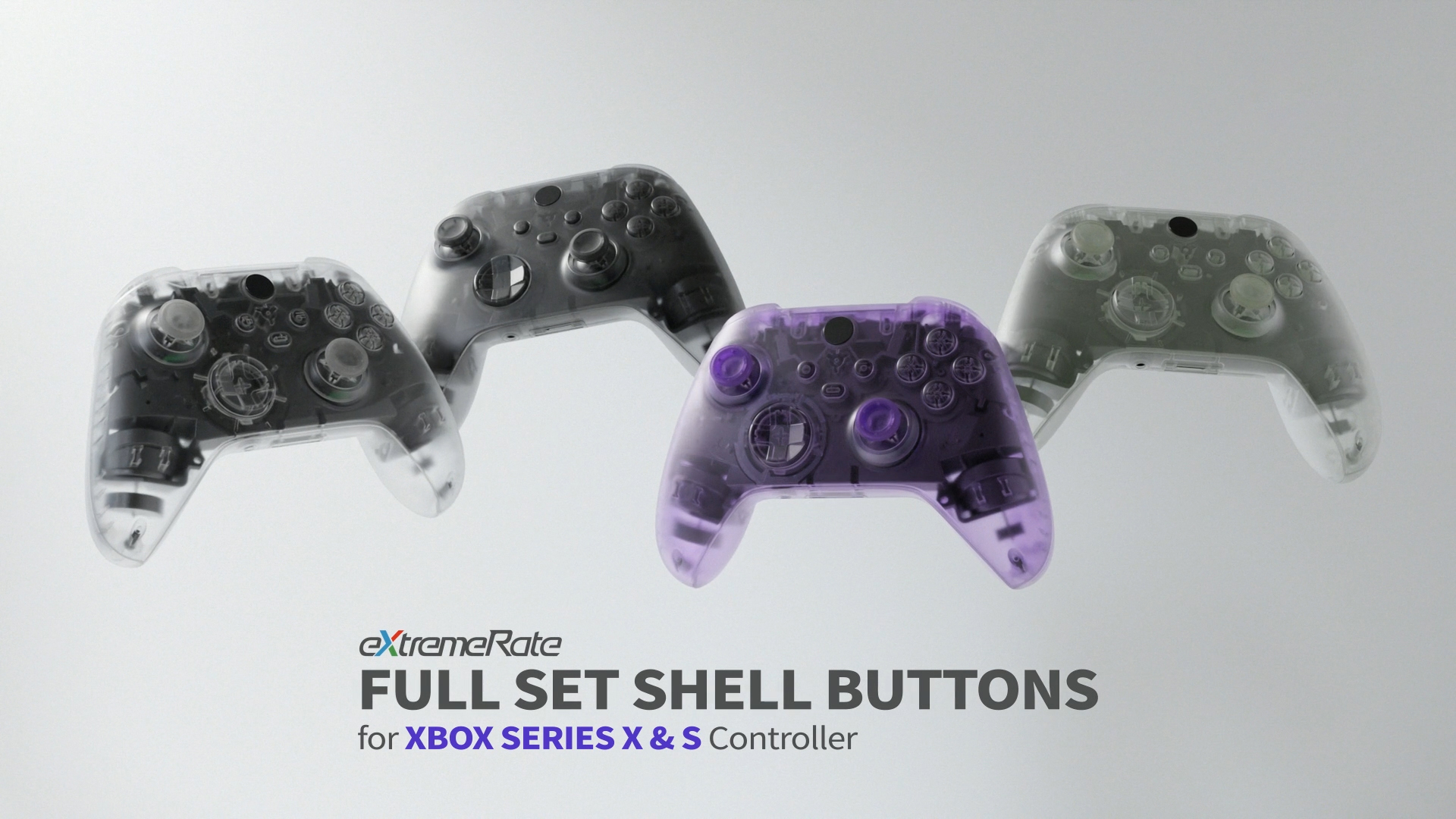 thumbnail video image 2 of eXtremeRate Clear Green Full Set Shell Buttons Replacement Grips Cover for Xbox Core Wireless Controller, 2 of 10