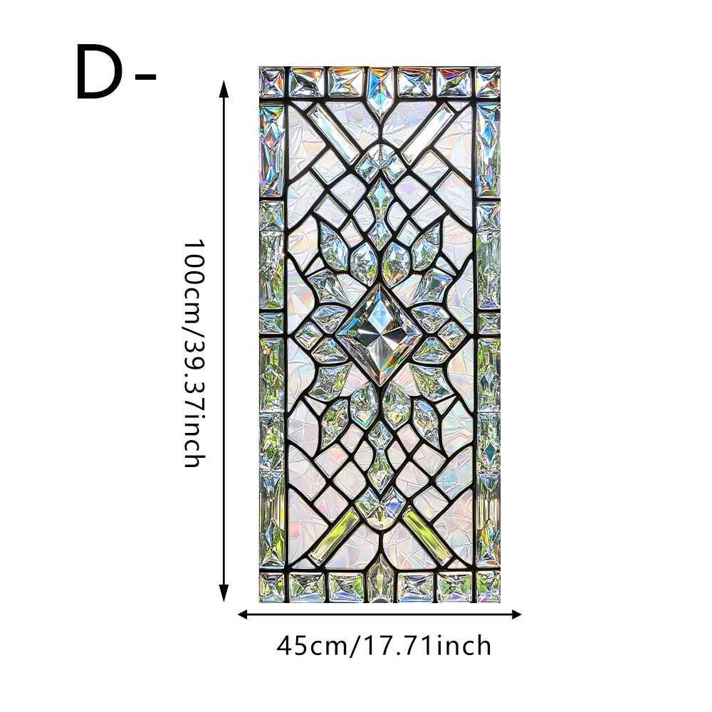 thumbnail video image 2 of Vintage European Style Colorful Stained Glass Window Film, Non Adhesive Removable Light Filtering Window Cling, Luxury Art Glass Decal for Home Bedroom Living Room Balcony Indoor Decor, 2 of 7