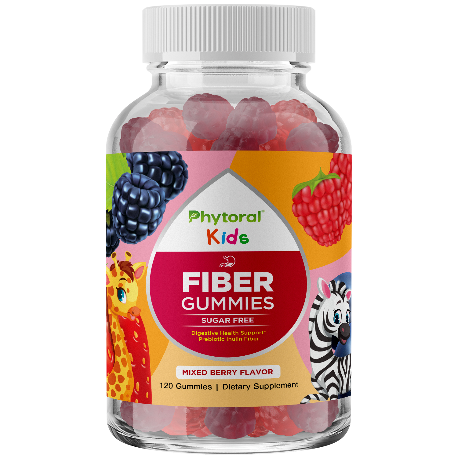 thumbnail video image 2 of Phytoral Prebiotic Fiber Gummies for Kids, Sugar Free Digestive Health Supplement, 120 Count, 2 of 10