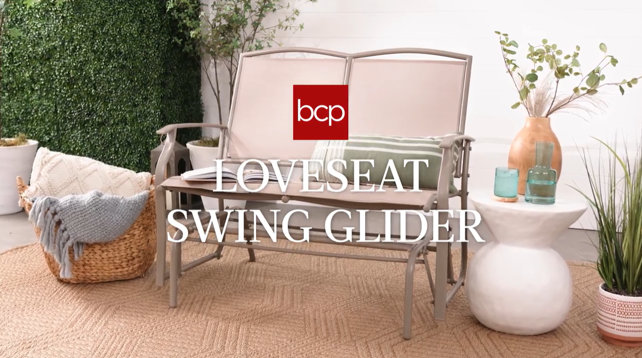 thumbnail video image 2 of Best Choice Products 2-Person Outdoor Swing Glider, Steel Patio Loveseat, Bench Rocker w/ Armrests - Brown, 2 of 8