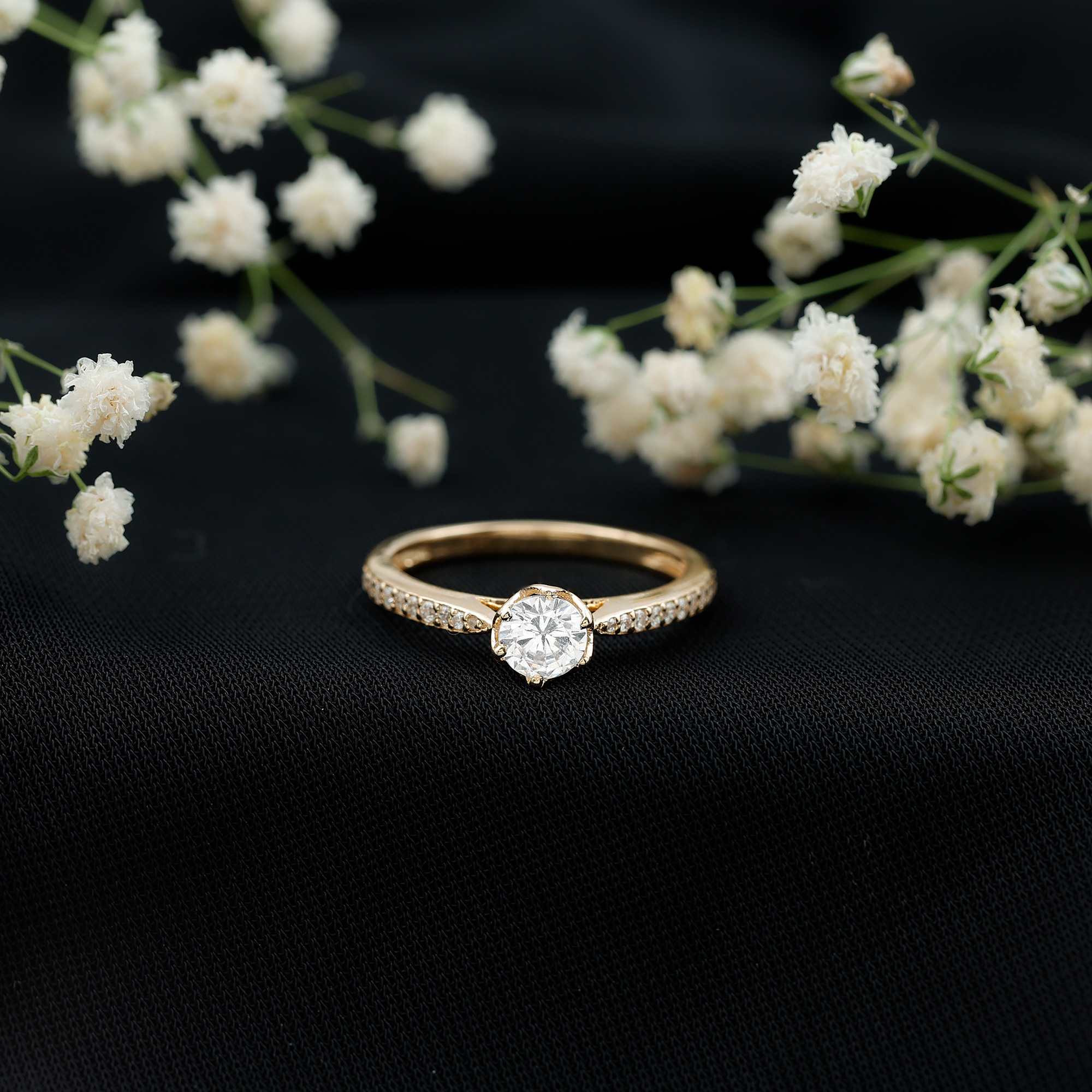 thumbnail video image 2 of Rosec Jewels Cubic Zirconia Solitaire Engagement Ring with Side Stones (5 mm, 0.75 CT), 925 Sterling Silver, US 4.00, 2 of 7