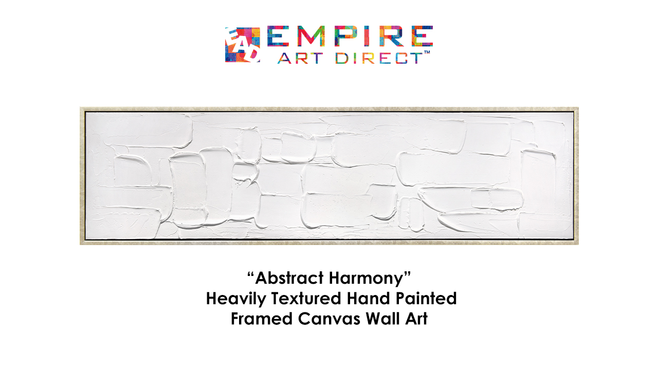 thumbnail video image 2 of Abstract Harmony Heavily Textured Hand Painted White Framed Canvas Wall Art, 2 of 12