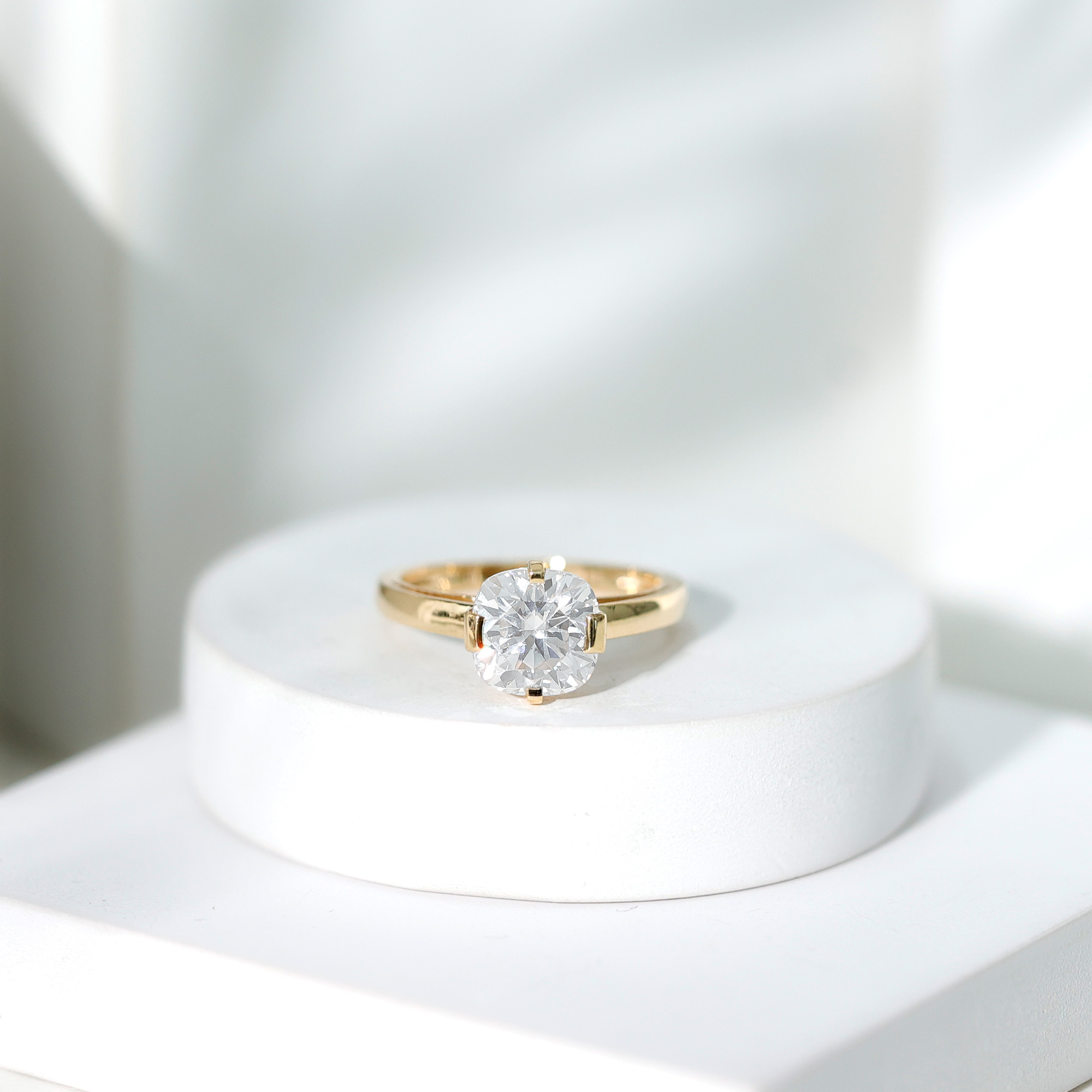 thumbnail video image 2 of Rosec Jewels Certified Moissanite Solitaire Engagement Ring 3 Carat - 8 mm Cushion Cut Ring for Women - D-VS1 Grade, 10K Yellow Gold, US 6.00, 2 of 9