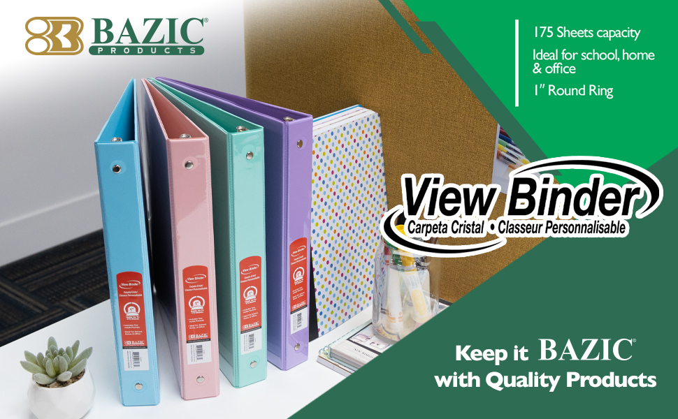 thumbnail video image 2 of BAZIC 3 Ring 1" Economy View Binders Pastel Color, 175 Sheets, 4-Count, 2 of 8