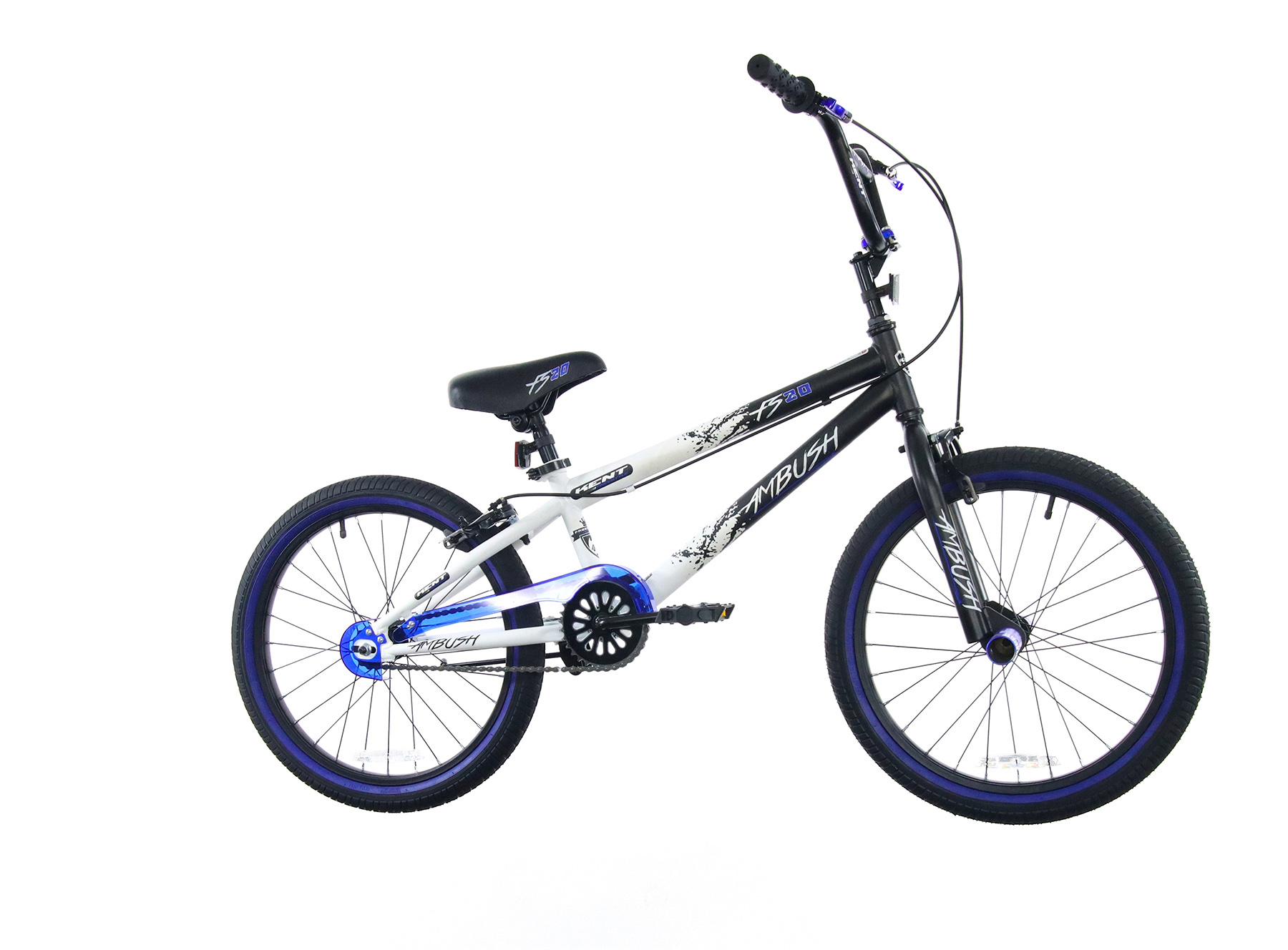 Blue and white bmx bike sale