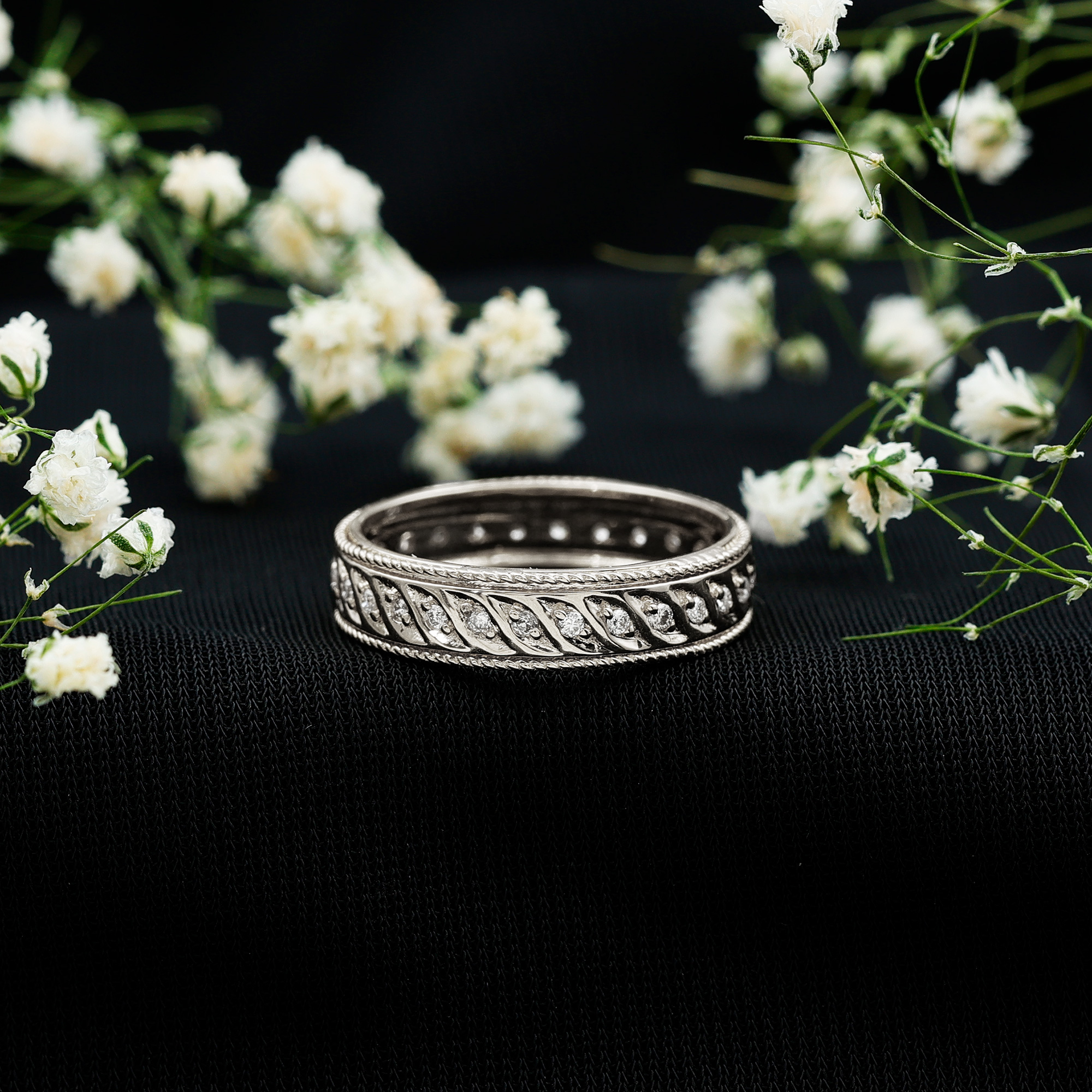 thumbnail video image 2 of Rosec Jewels Designer Lab Grown Diamond Wedding Band with Twisted Rope - EF-VS Quality Certified - With Jewelry Box, 14K Yellow Gold, US 10.00, 2 of 8