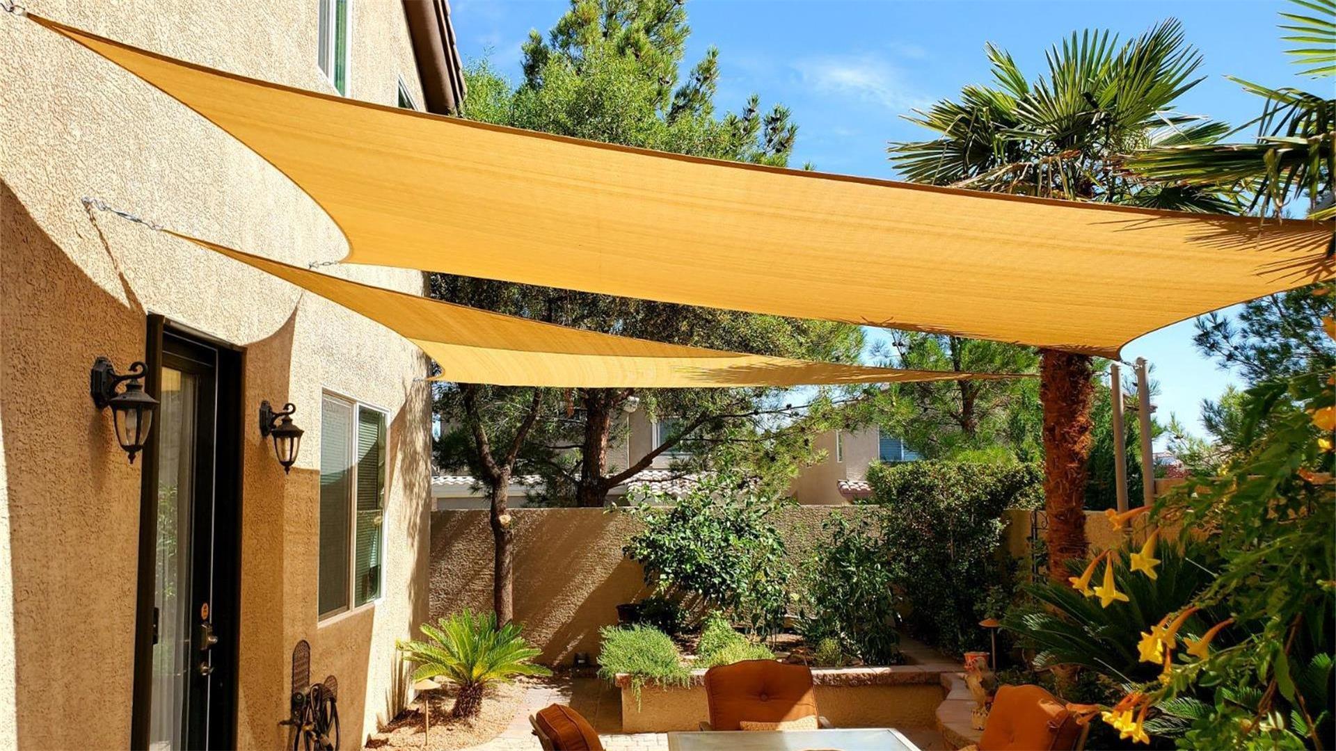 thumbnail video image 2 of LOVE STORY 14' x 14' x 14' Triangle Sun Shade Sail Canopy UV Block Sunshade for Patio Backyard Garden Outdoor, Turquoise Blue (We Make Custom Size), 2 of 7