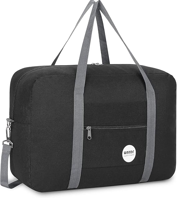 thumbnail video image 2 of For Spirit Airlines Personal Item Bag 18x14x8,Travel Duffel Bag  with Shoulder Strap,Underseat Foldable Carry-on Luggage for Men Women,Black Bags, 2 of 7