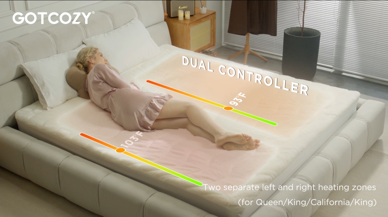 thumbnail video image 2 of Heated Mattress Pad-Fit up to 15 with 4 Heat Settings Single Control & 10 Hour Auto Off，Machine Washable，Twin XL, 2 of 7