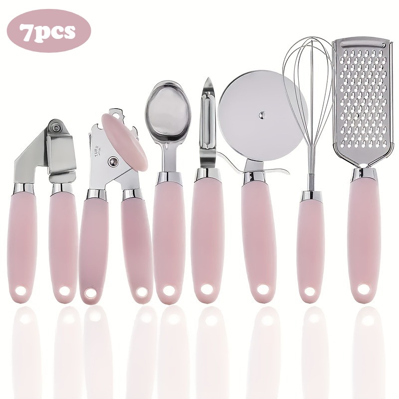 thumbnail video image 2 of 7Pcs Stainless Steel Kitchen Utensils Set-Multifunctional Kitchen Gadgets Set With Comfortable Handles, Includes Whisk Grater Peeler Pizza Cutter,Ideal For Home Cooking & Gift For Cooking Enthusiasts, 2 of 7