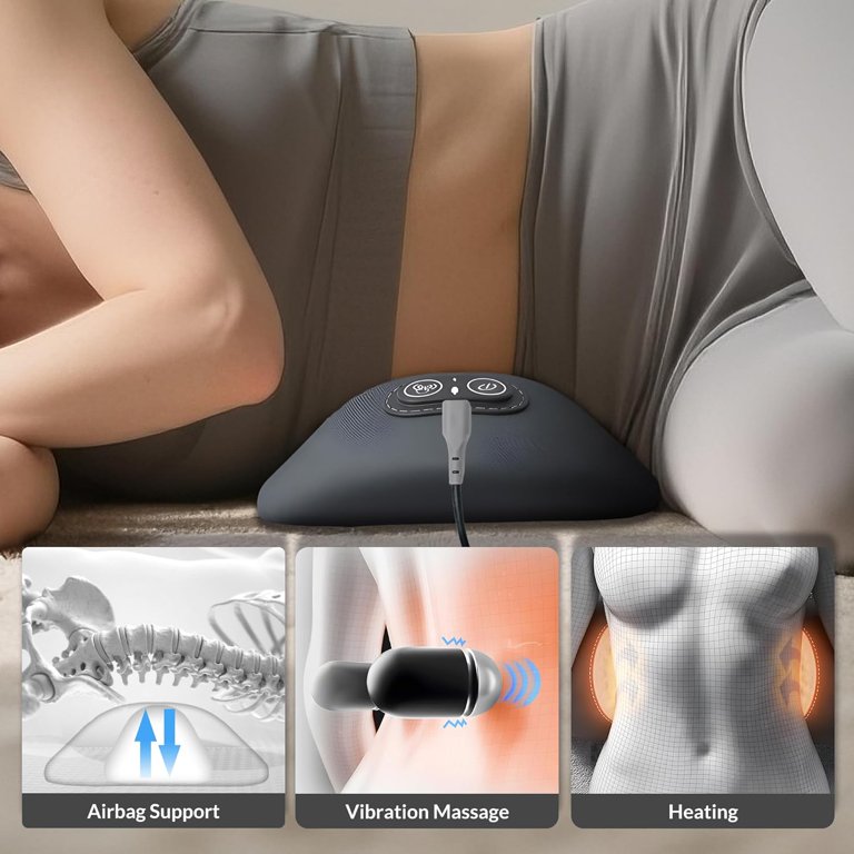 KANOHENO Triple Fusion Back Massager with Traction, Vibration & Heat,  Relieves Tension and Muscle Pain – Deep Tissue Relaxation for Back, Neck,  Shoulders & Legs