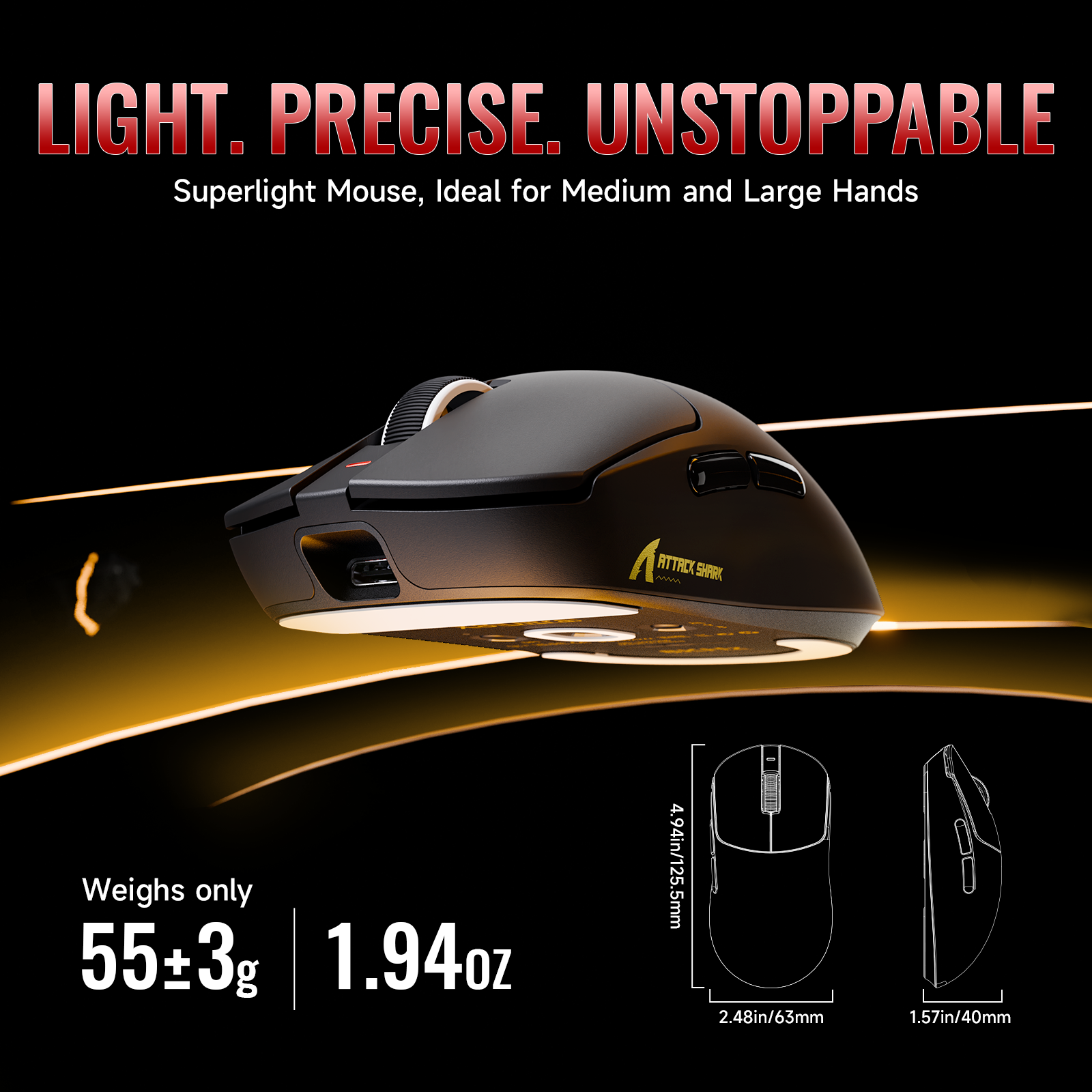 thumbnail video image 2 of ATTACK SHARK X8 ULTRA Wireless Gaming Mouse, Tri-Mode 2.4G/USB-C Wired/Bluetooth, PAW3950MAX Sensor, 42000 DPI, 55g Lightweight Design, 8000Hz Polling Rate, Grip Tape Included, Black, 2 of 10