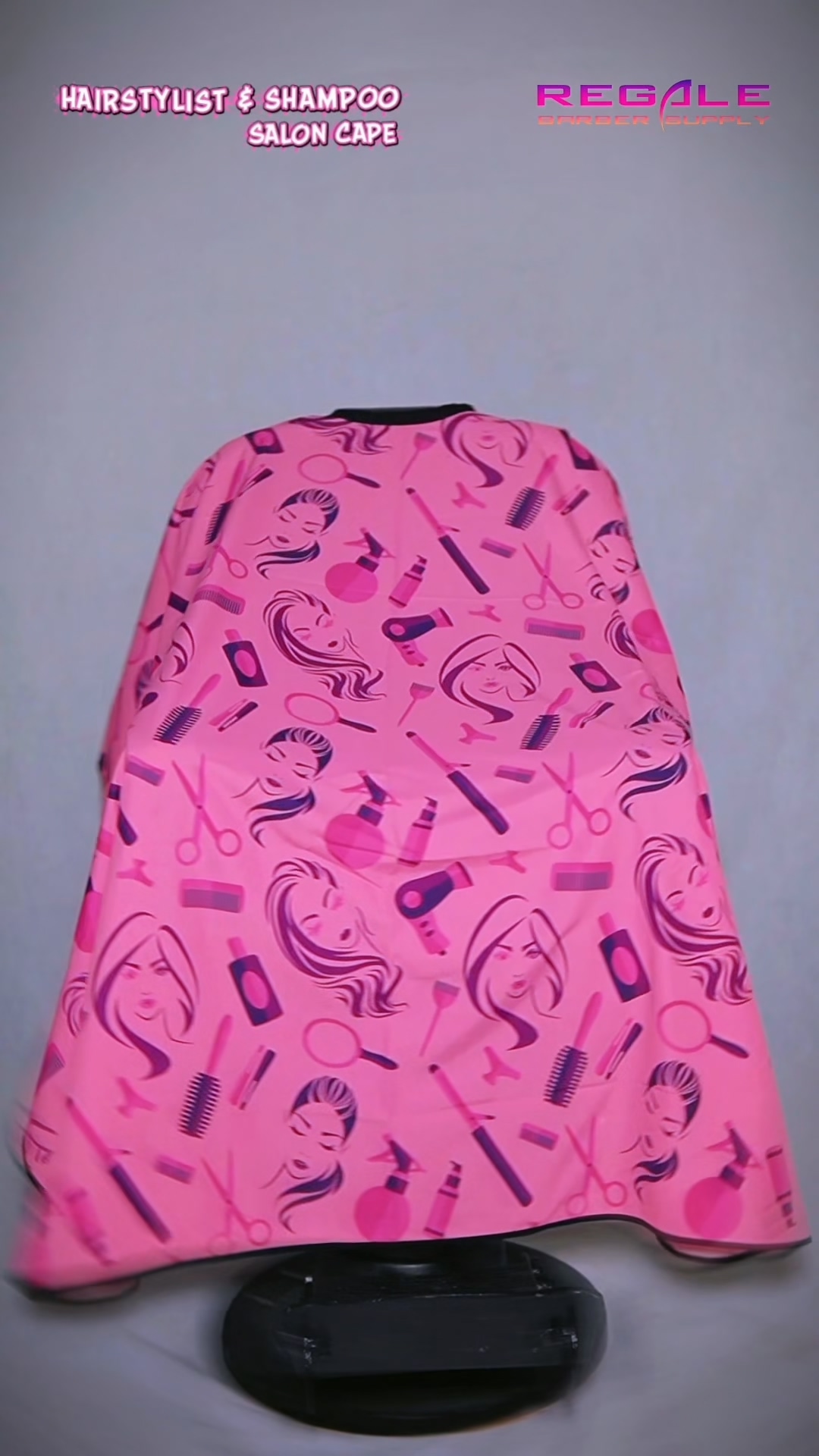 thumbnail video image 2 of Regale Barber Supply Professional Hairstylist And Shampoo Salon Cape, Waterproof & Stain Resistant Cape, Soft Neckband, Durable & Reusable Client Cover & Comfort Material, Rose Pink, 2 of 9