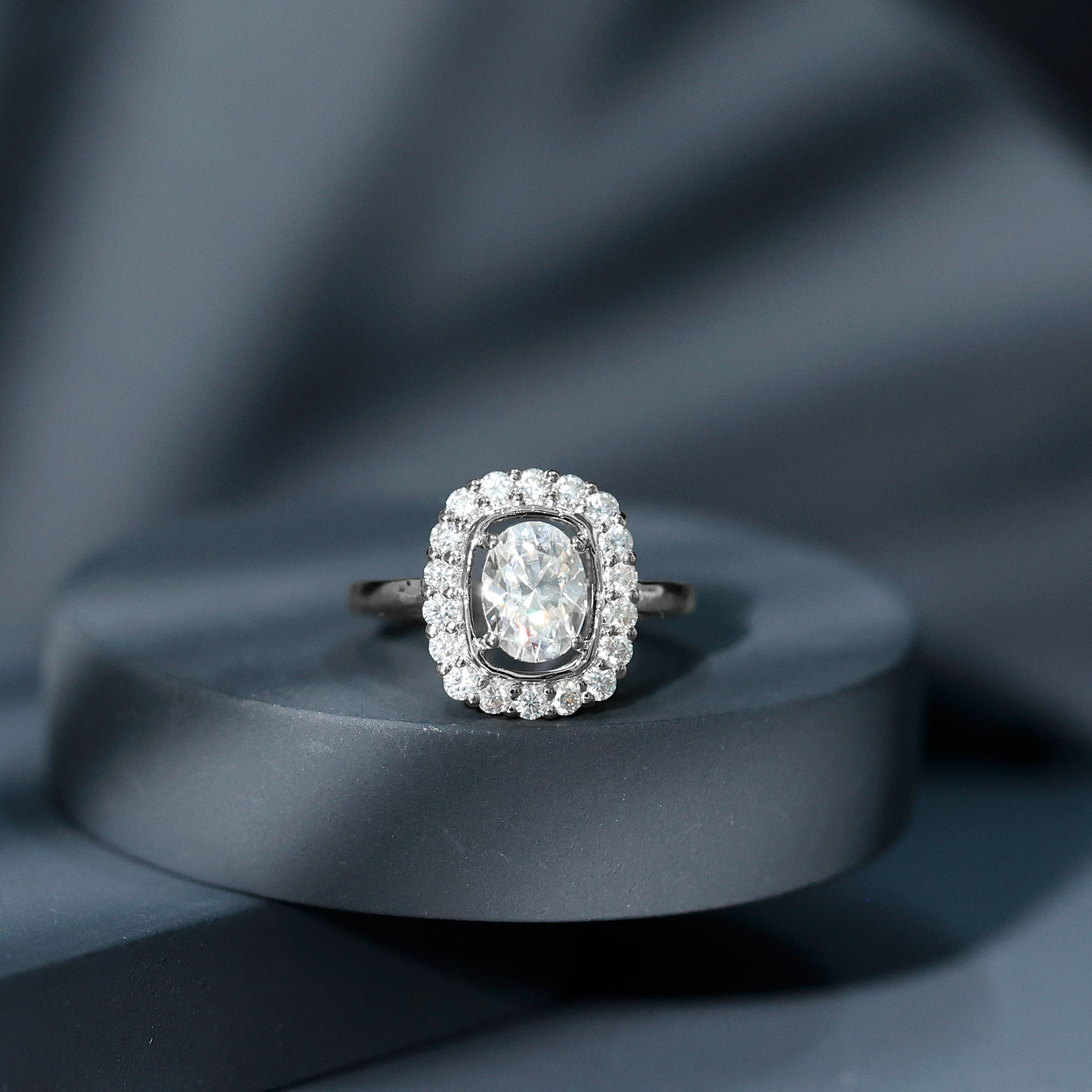 thumbnail video image 2 of Lab Created Diamond Halo Engagement Ring - Statement Ring - EF-VS Grade (Rosec Jewels), 18K Yellow Gold, US 5.50, 2 of 9