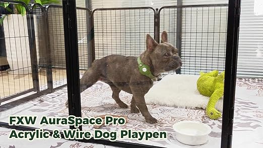 thumbnail video image 2 of FXW AuraSpace Acrylic Indoor Dog Playpen for Puppies and Small Dogs, 24 Inch, 16 Panels, Black, 2 of 7