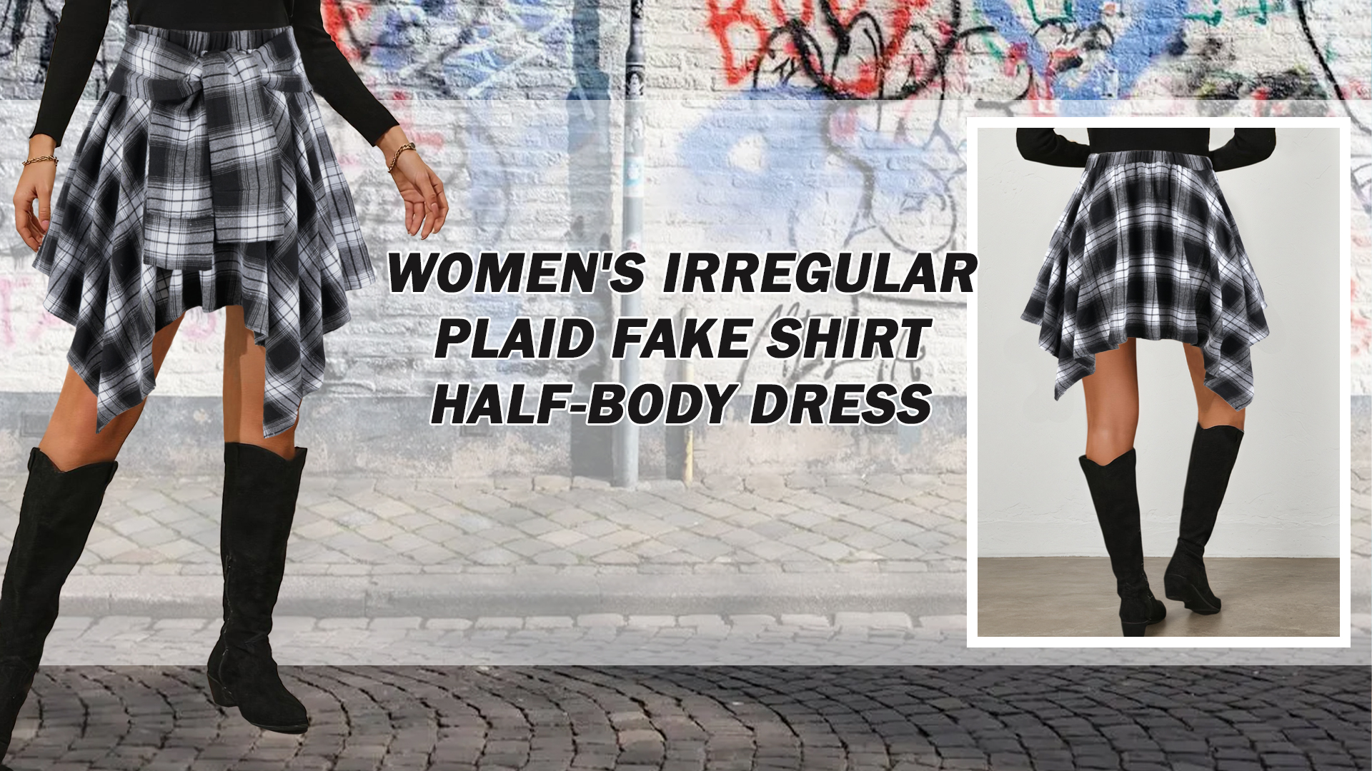 thumbnail video image 2 of FEOYA Ladies High Waisted Asymmetrical Skirt Women Tie Front Hem Skirt Irregular Y2k Mini Skirts Pleated Streetwear XL, 2 of 7