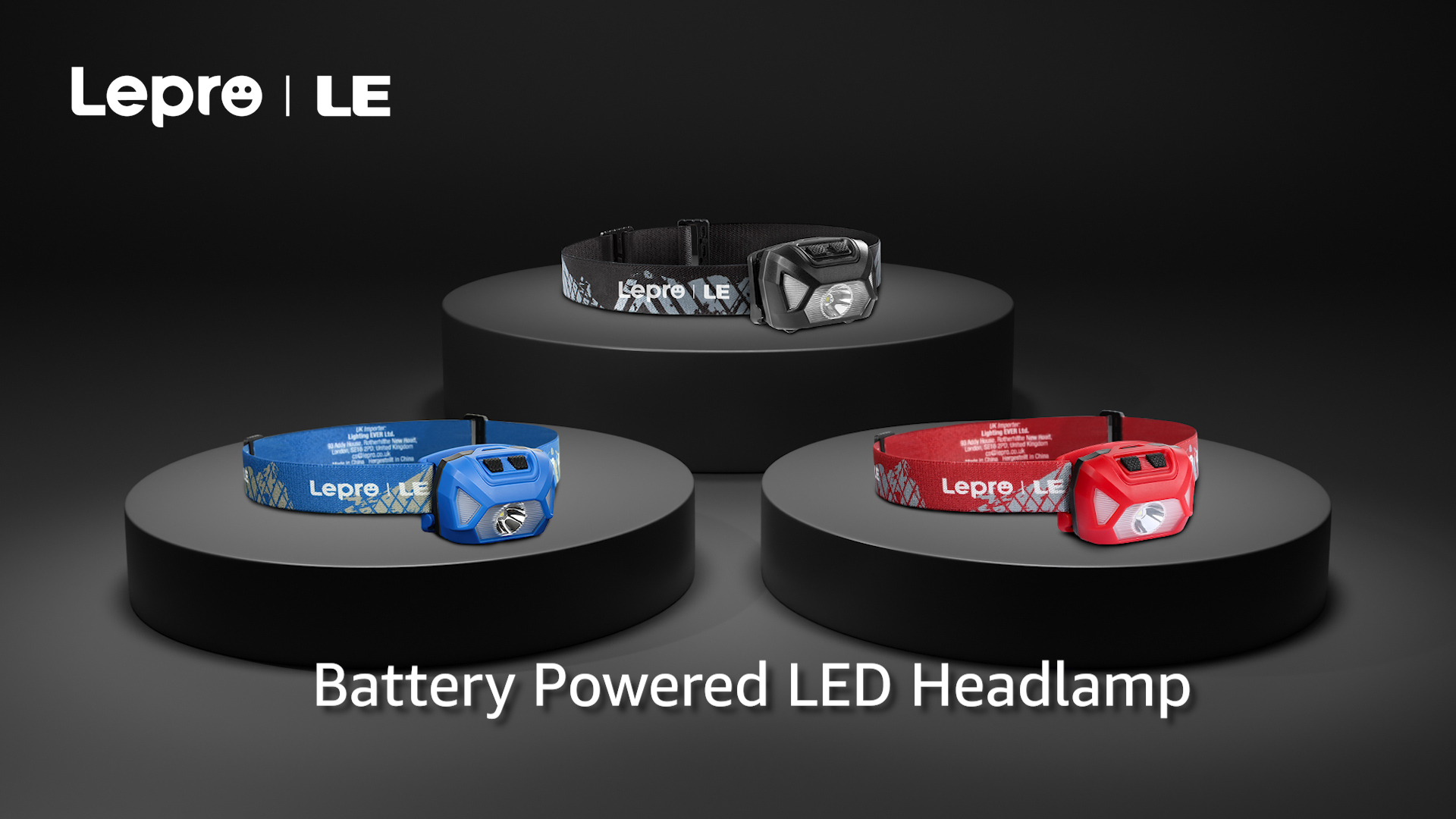 thumbnail video image 2 of Lepro 2-Pack Battery-Powered Head lamp, 1300 Lux Super Bright with Adjustable Headband, 6 Modes including Red Light, IPX4 Waterproof Suitable for Camping and Outdoor Activities, 2 of 12