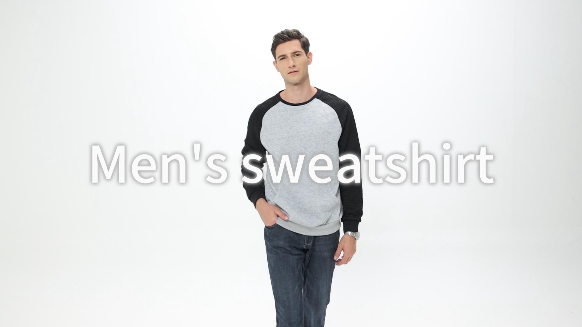 thumbnail video image 2 of Zehisen Men's Lightweight Sweatshirts with Kangaroo Pocket Relaxed Fit Crew Neck Pullover Shirt Black S, 2 of 7